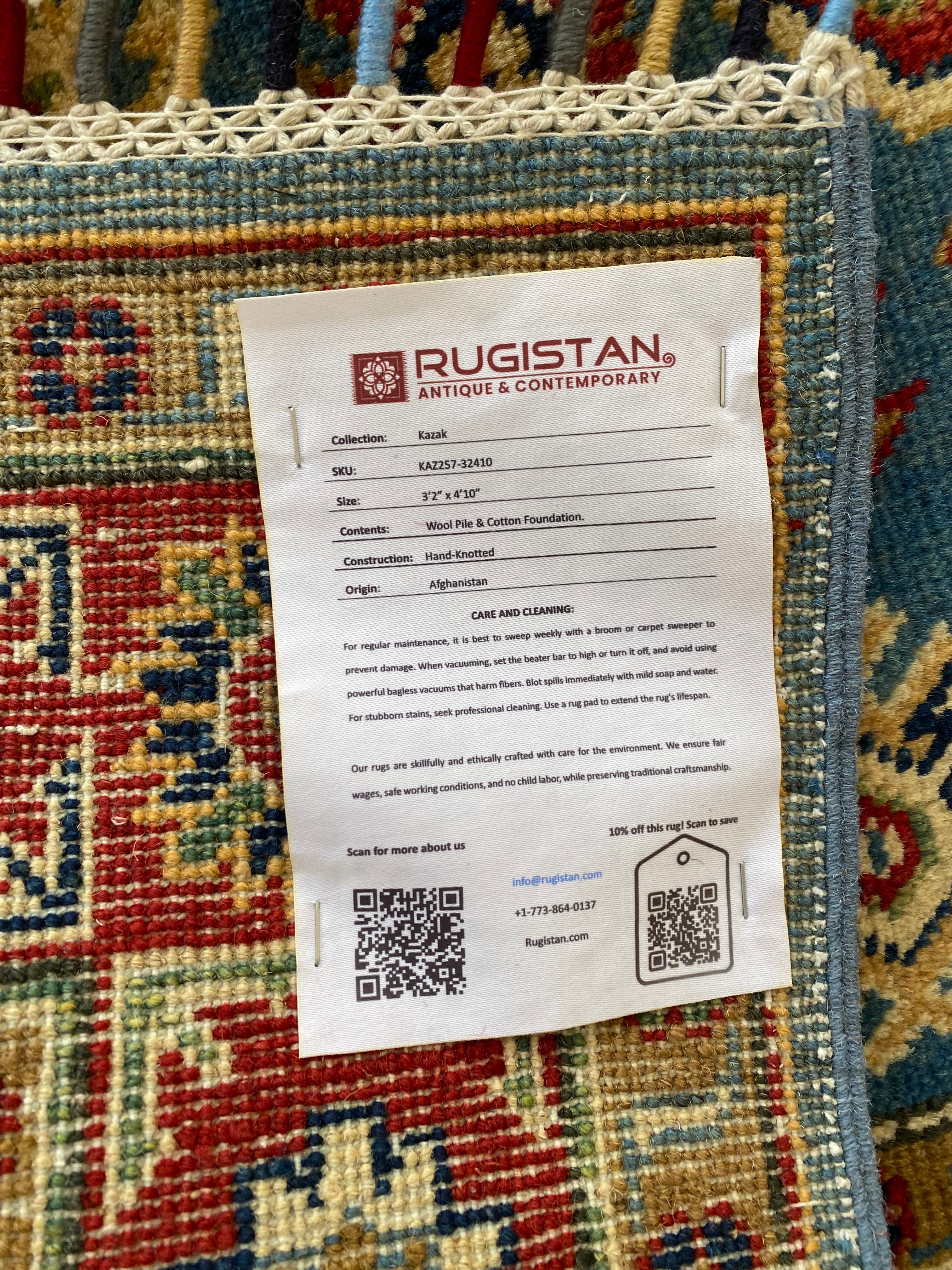 Afghani Rug 4x6 size range tribal Red Blue laid flat