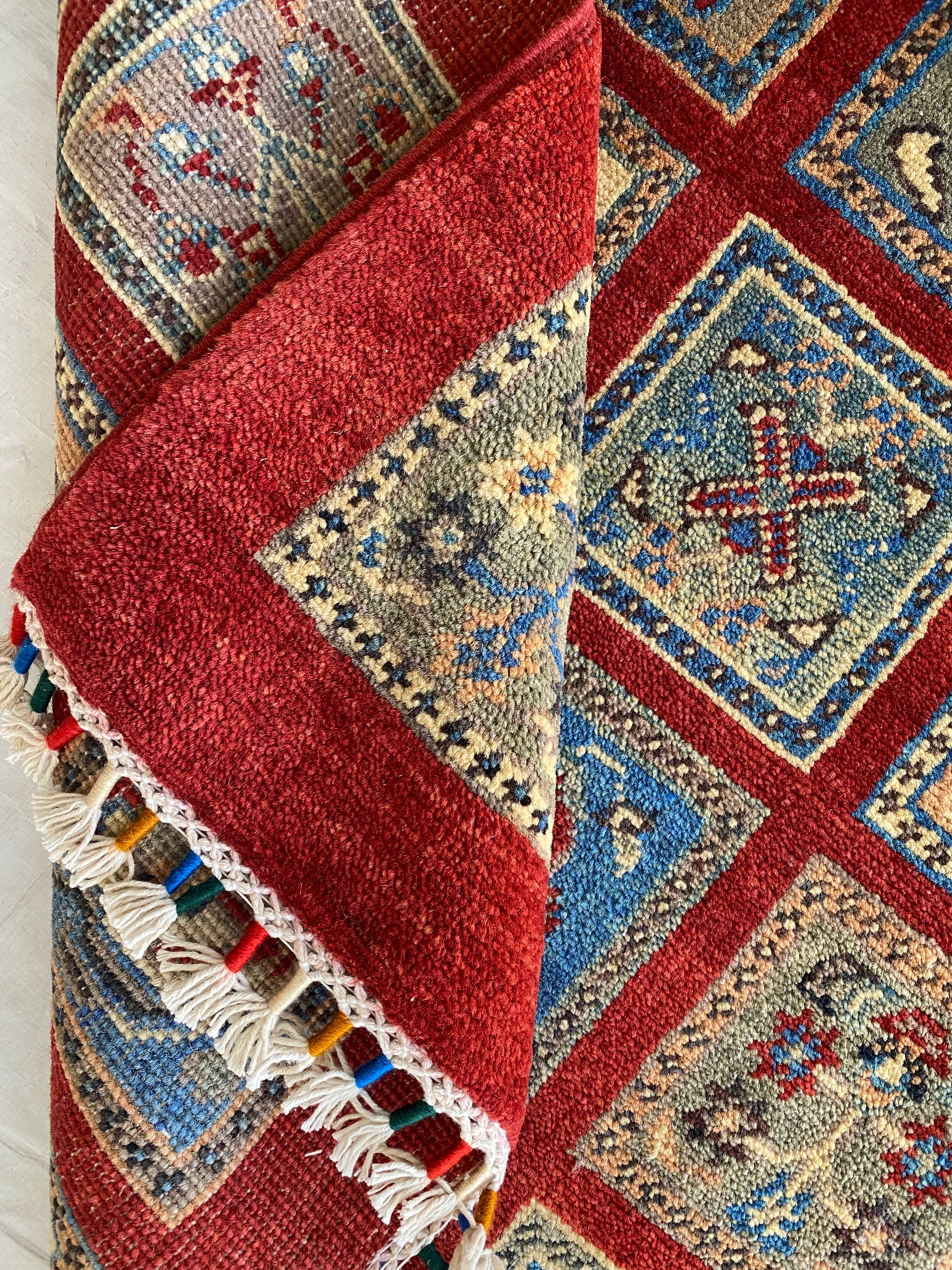 Afghani Rug 4x6 size range tribal Red laid flat
