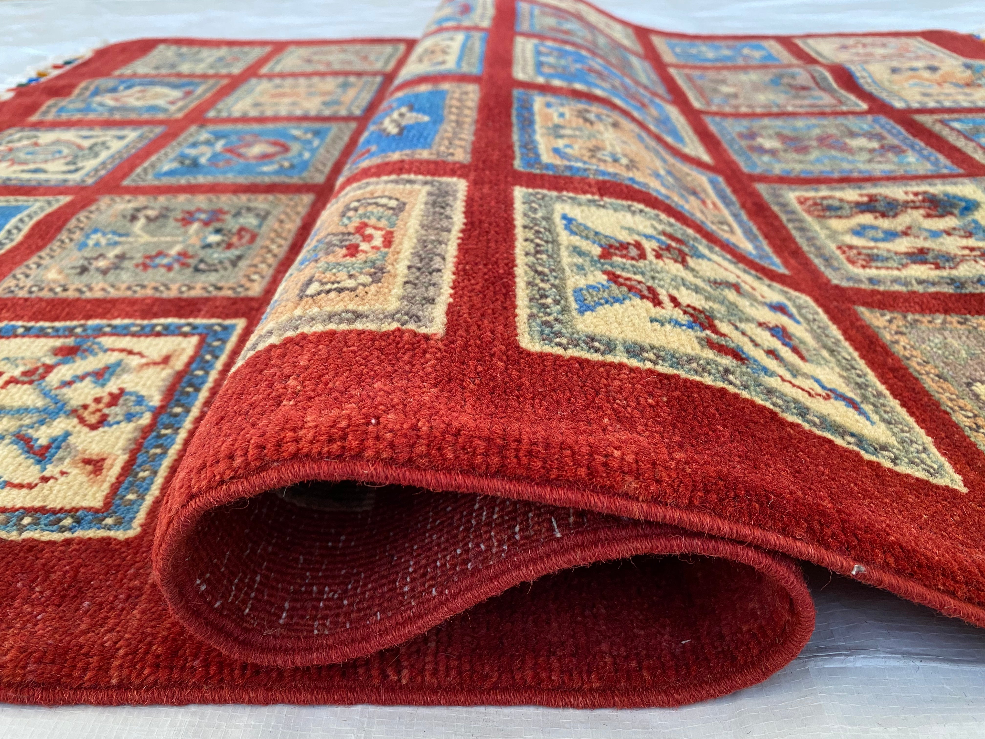 Afghani Rug 4x6 size range tribal Red laid flat
