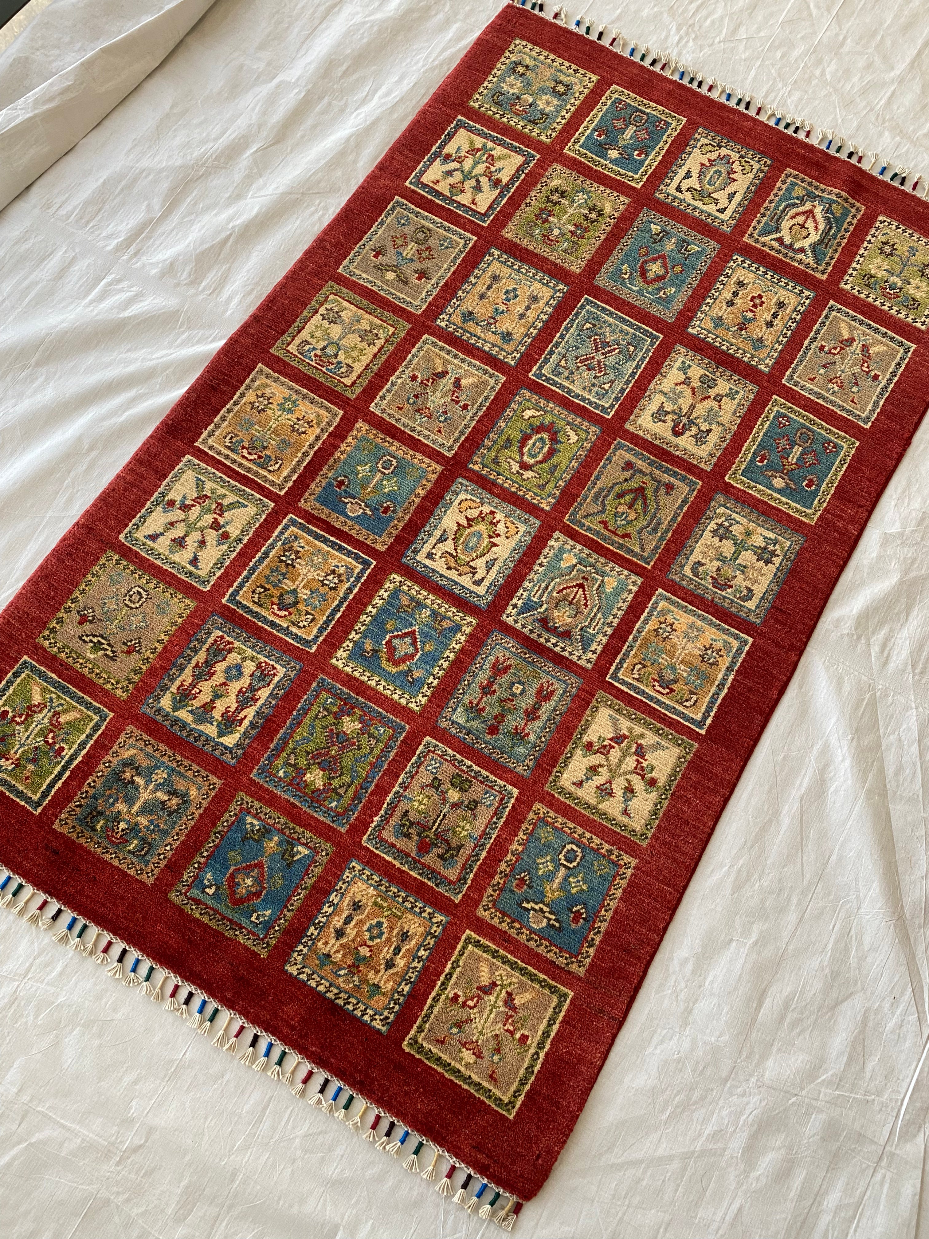 Afghani Rug 4x6 size range tribal Red laid flat