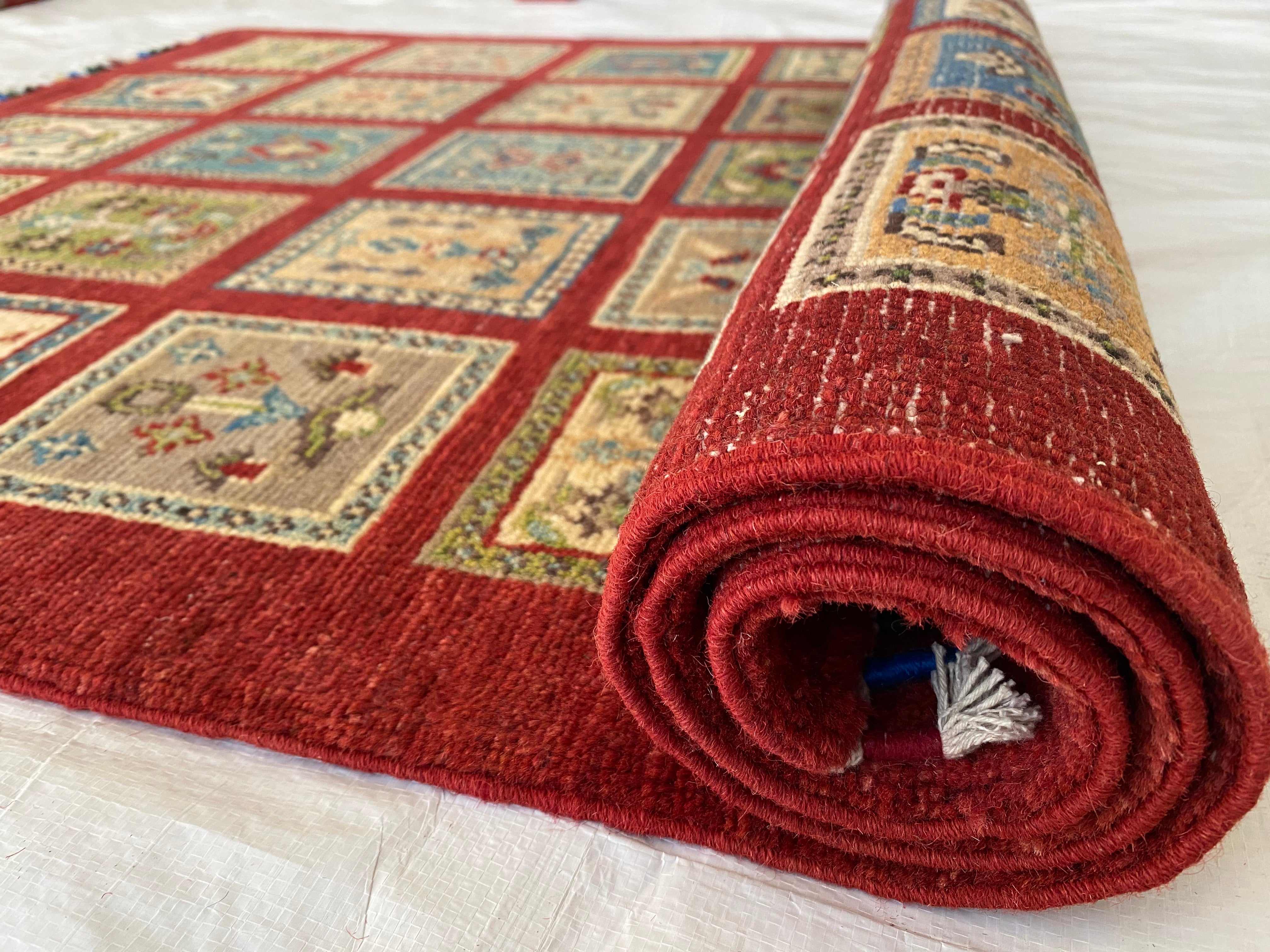 Afghani Rug 4x6 size range tribal Red laid flat