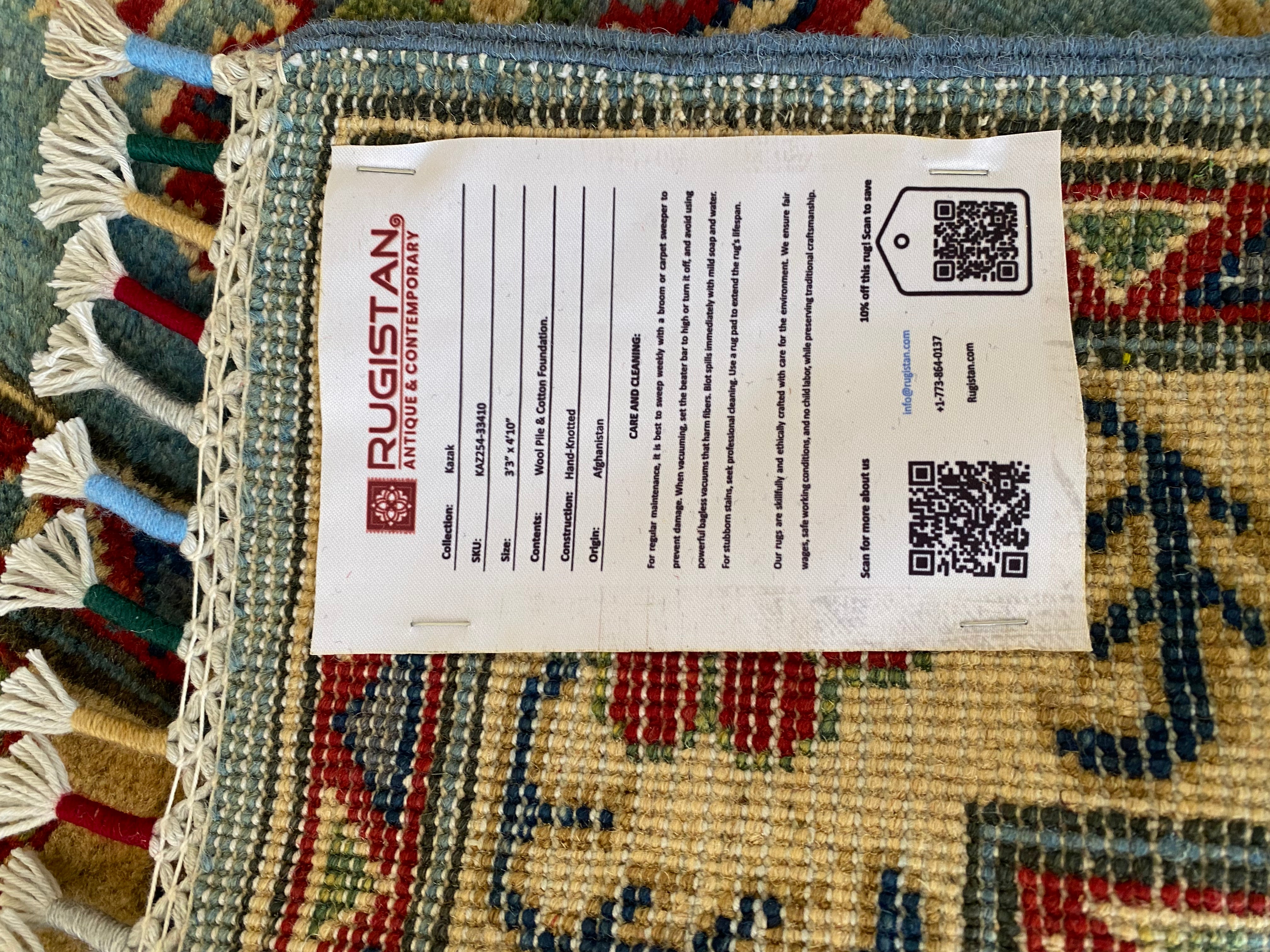 Afghani Rug 4x6 size range tribal Red Blue laid flat