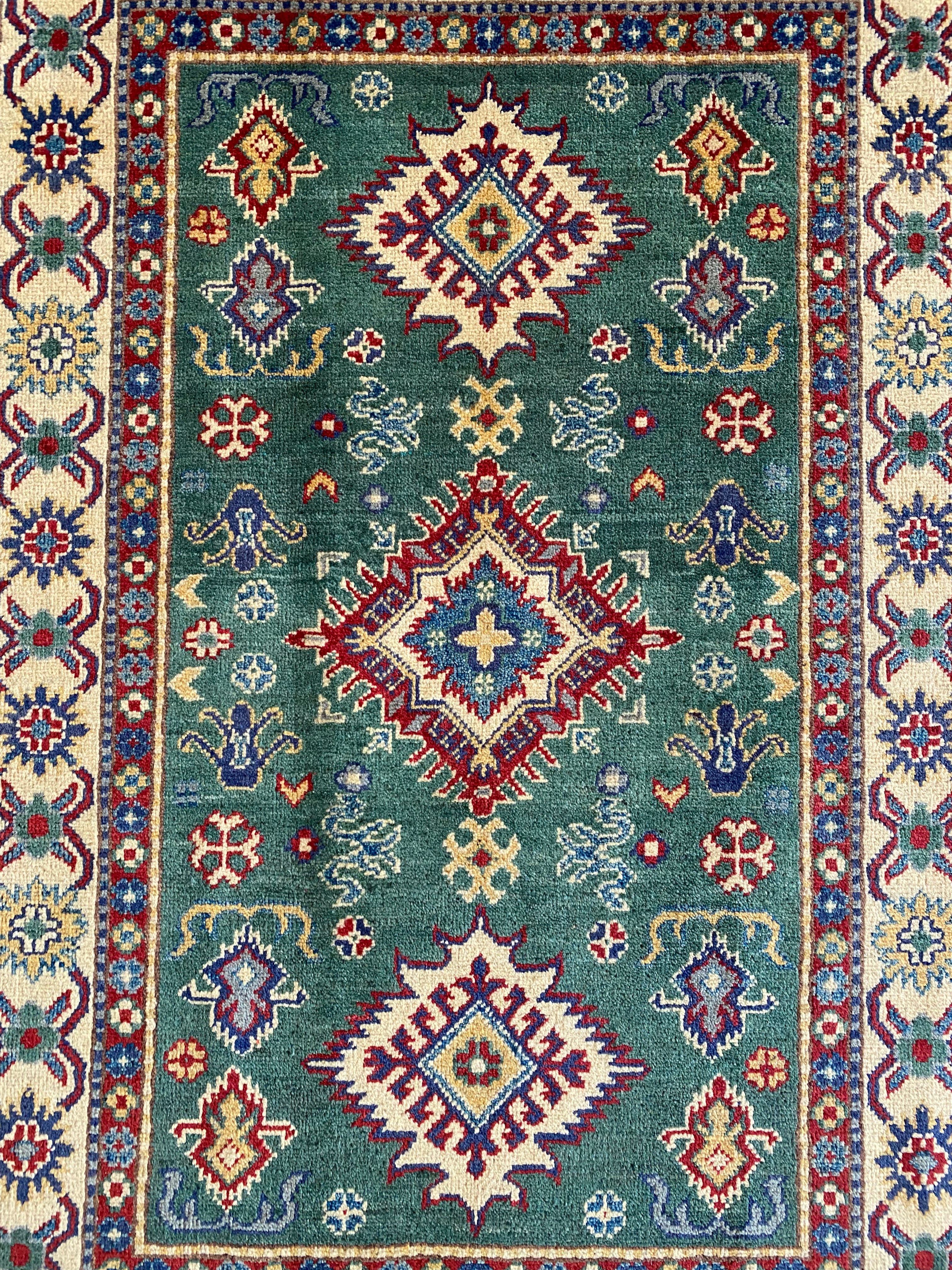 Afghani Rug 4x6 size range tribal Beige Brown laid flat