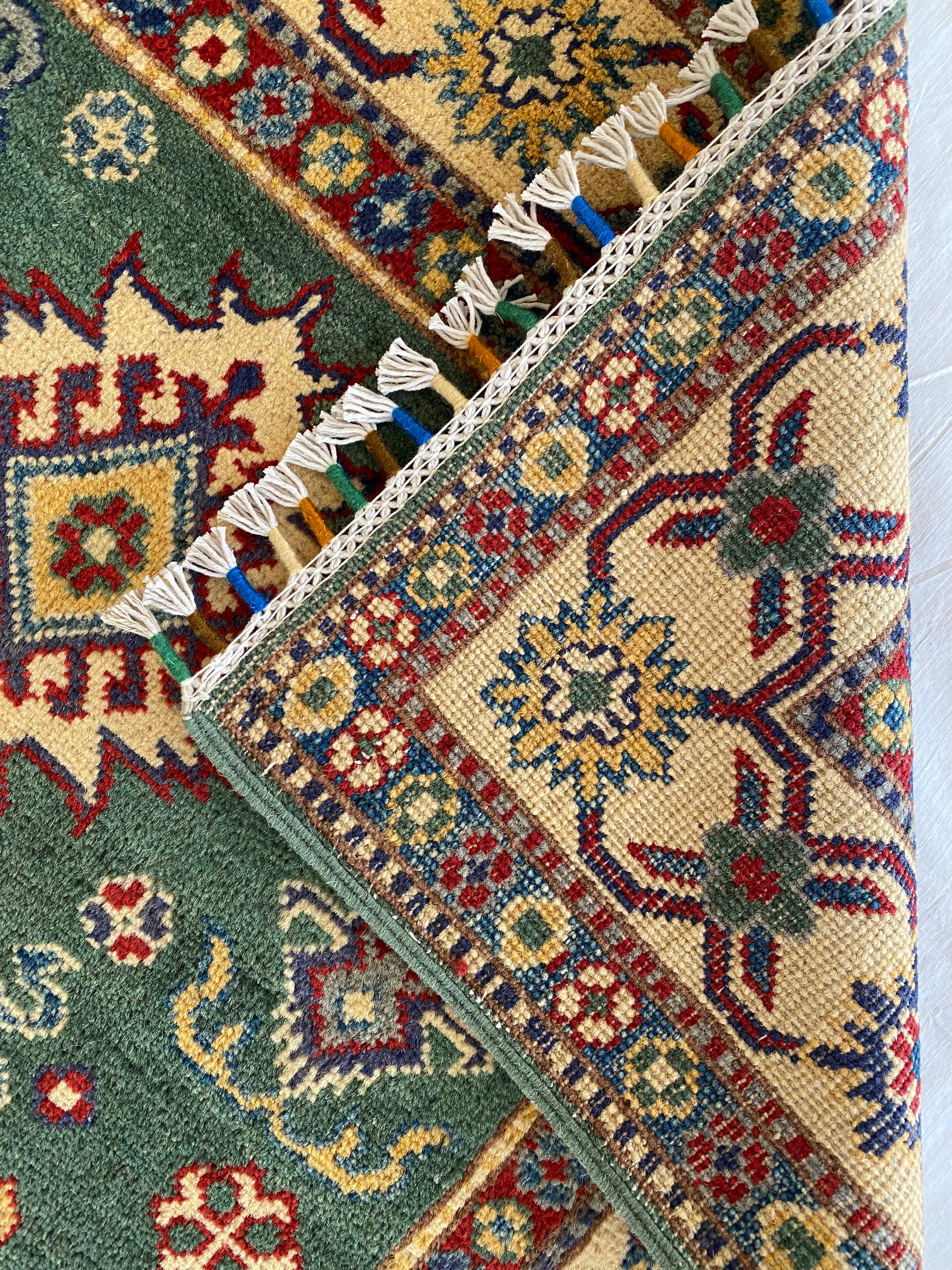 Afghani Rug 4x6 size range tribal Beige Brown laid flat