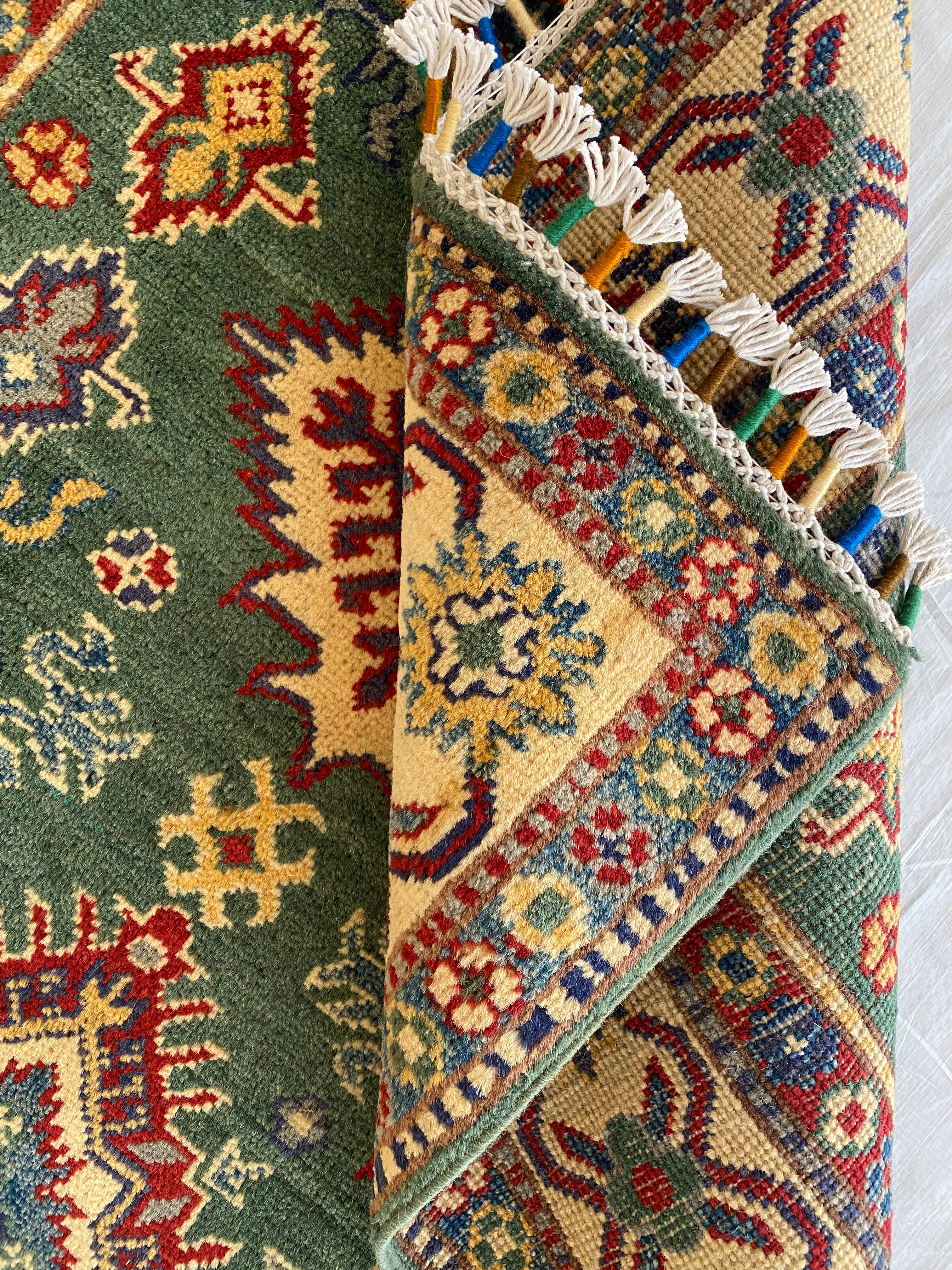 Afghani Rug 4x6 size range tribal Beige Brown laid flat