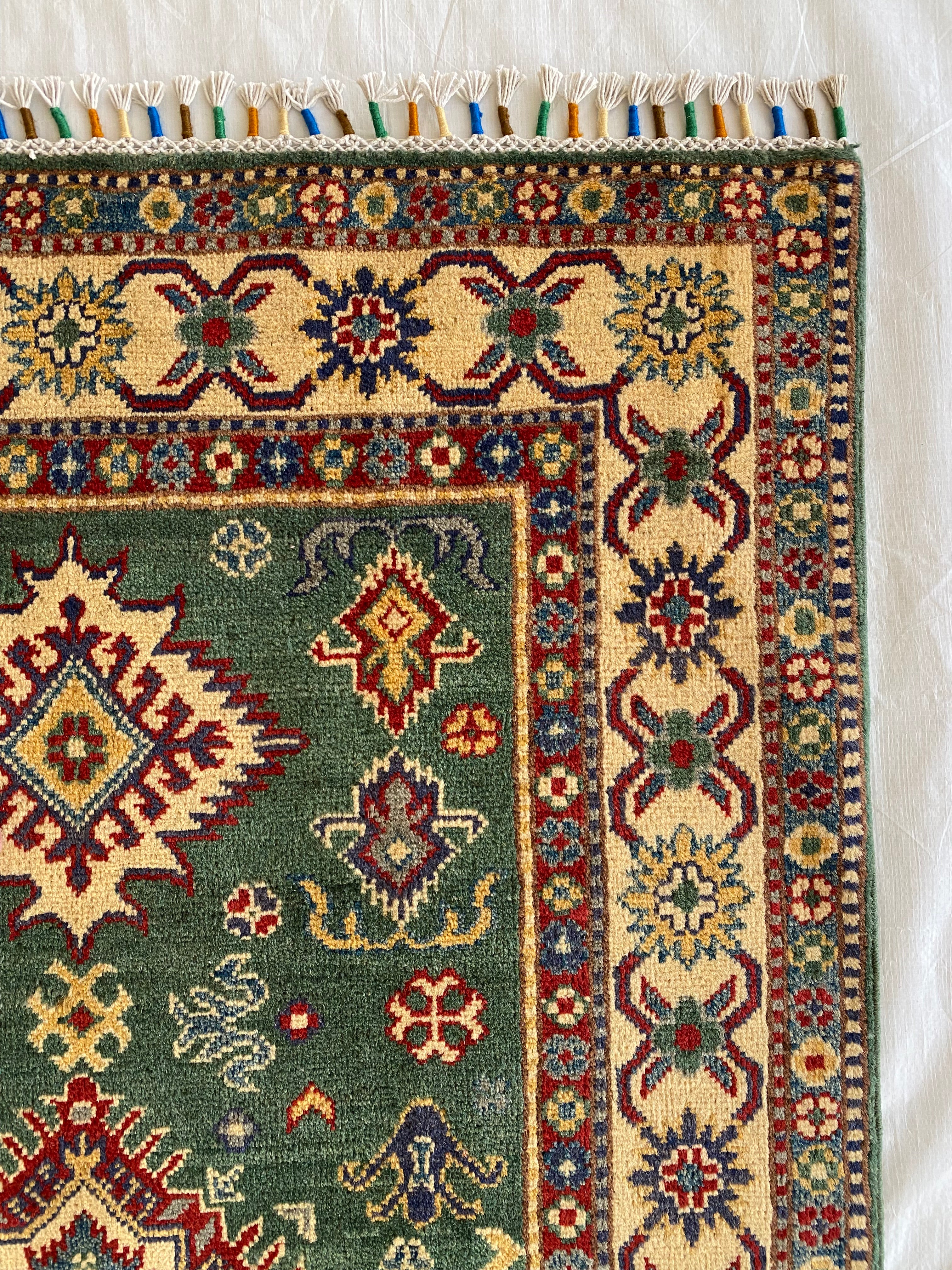 Afghani Rug 4x6 size range tribal Beige Brown laid flat