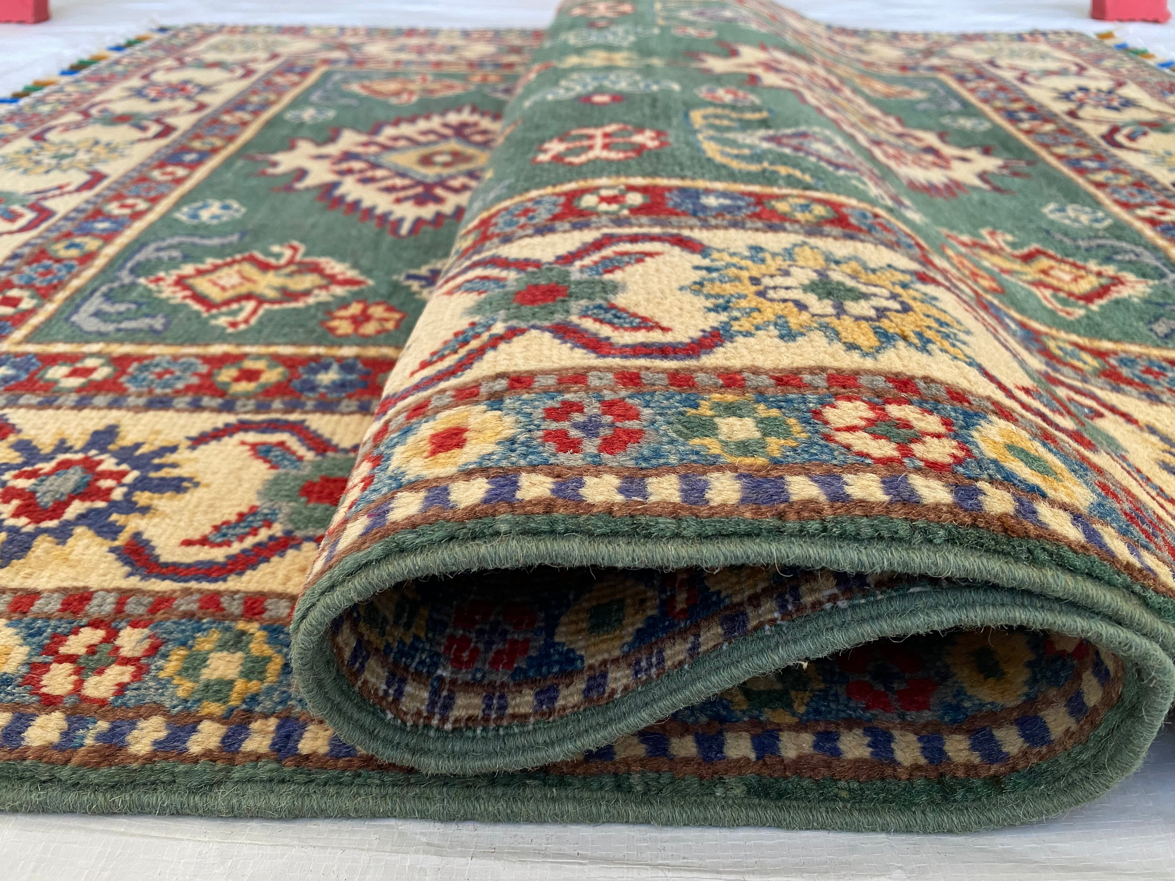 Afghani Rug 4x6 size range tribal Beige Brown laid flat