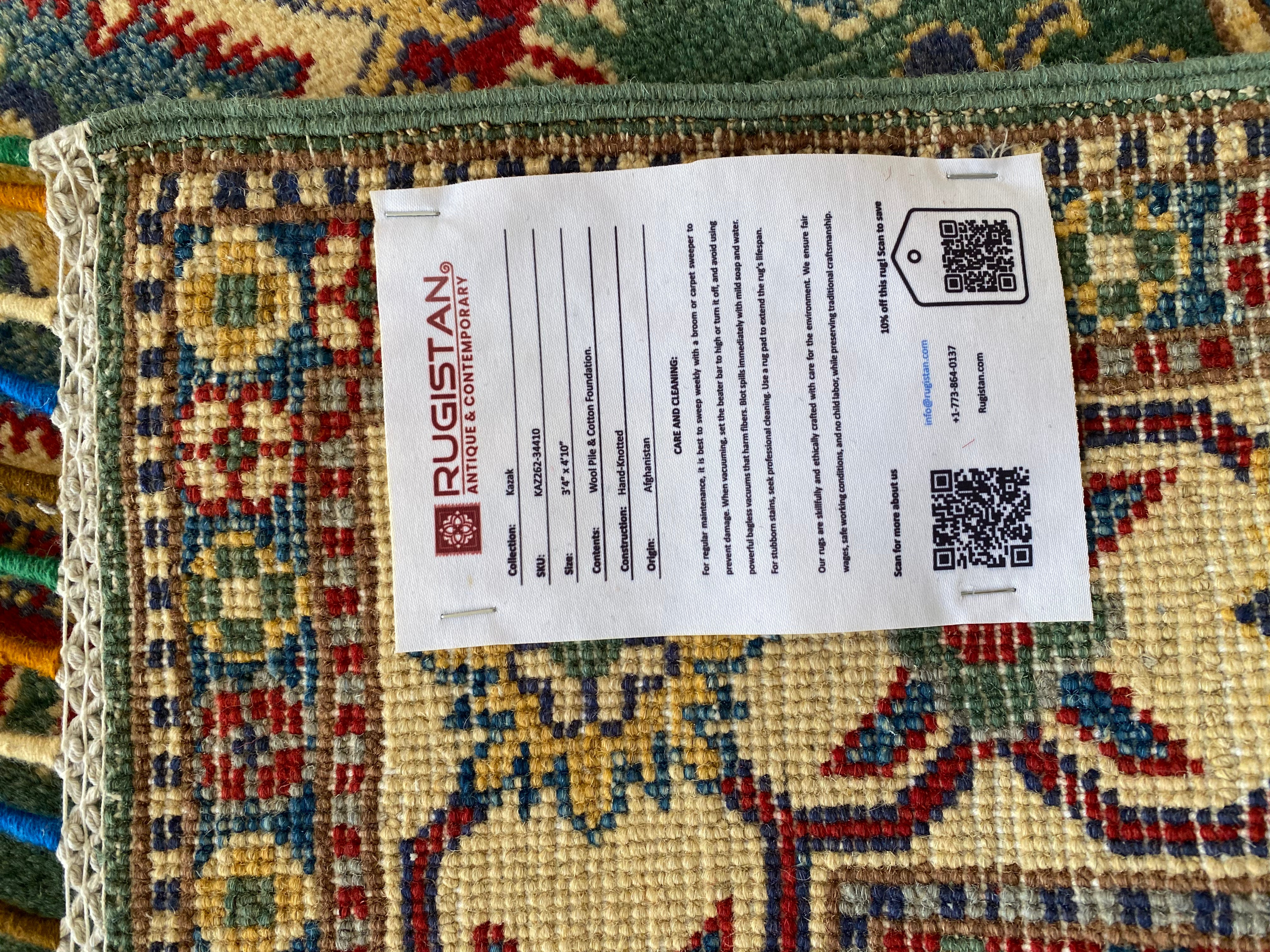 Afghani Rug 4x6 size range tribal Beige Brown laid flat