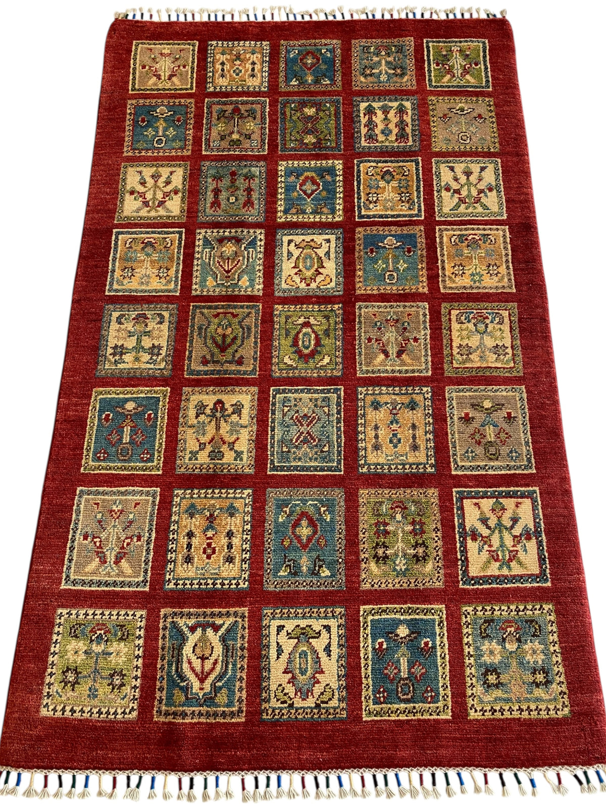 Afghani Rug 4x6 size range tribal Red laid flat