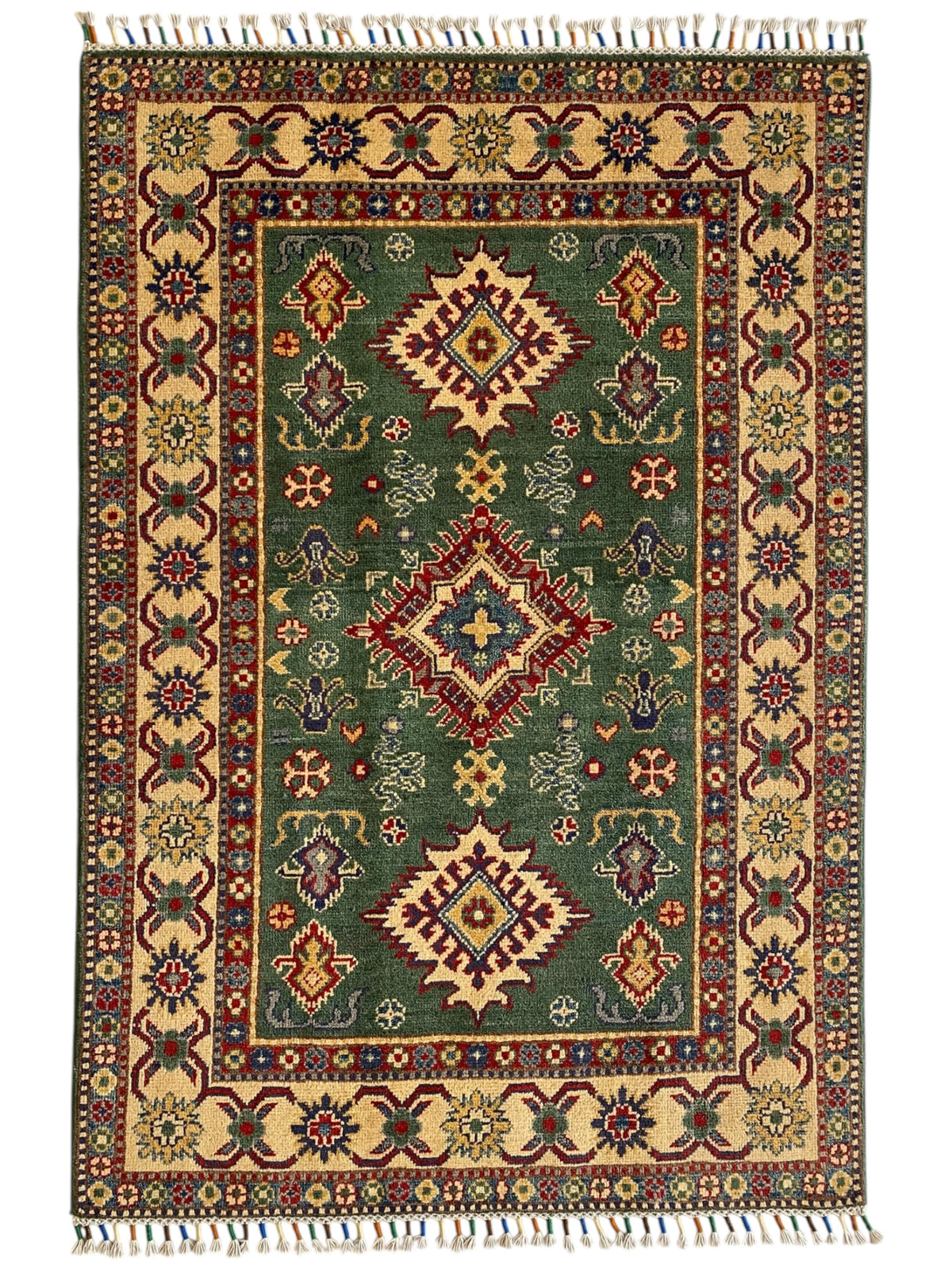 Afghani Rug 4x6 size range tribal Beige Brown laid flat