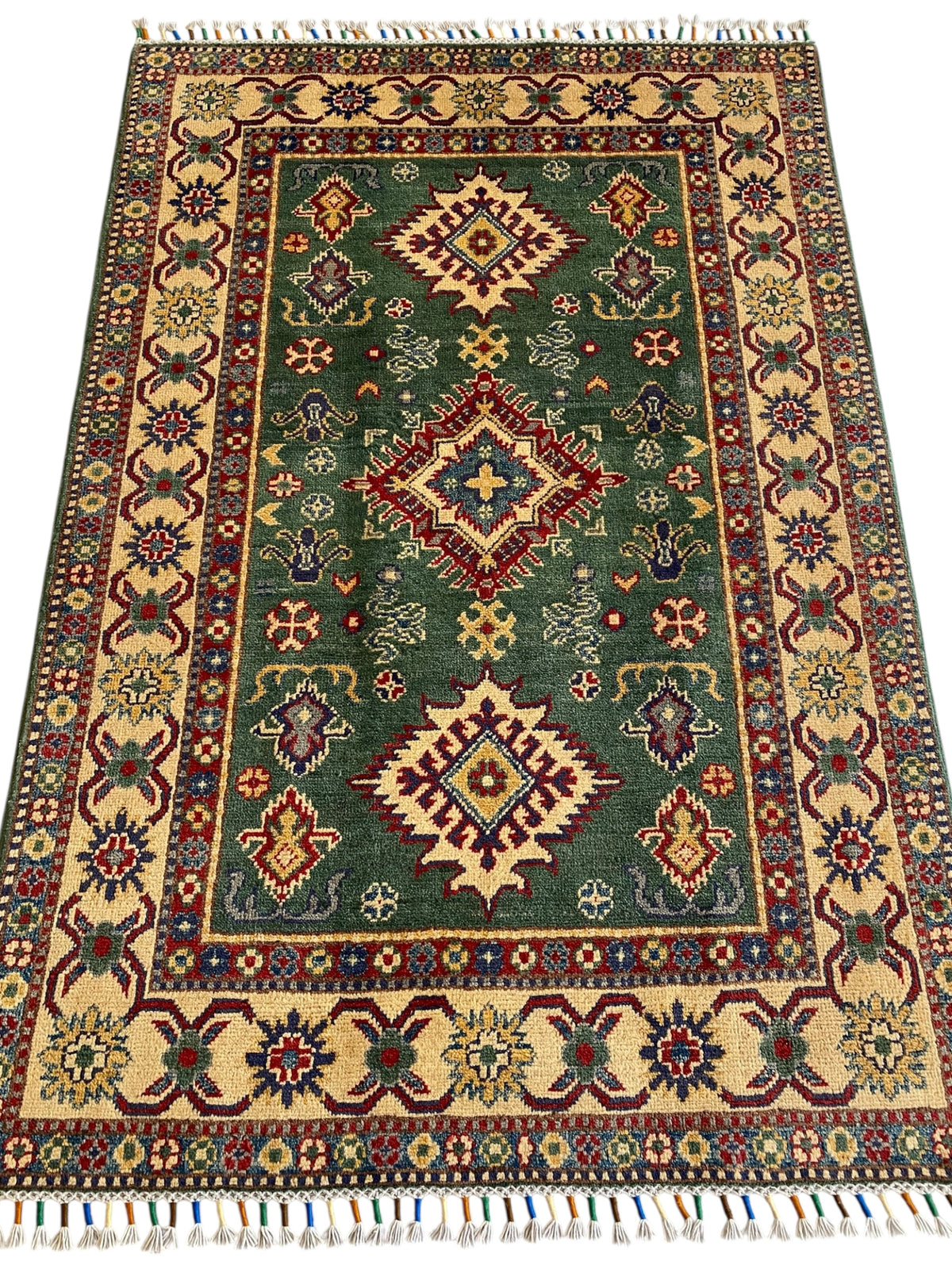 Afghani Rug 4x6 size range tribal Beige Brown laid flat