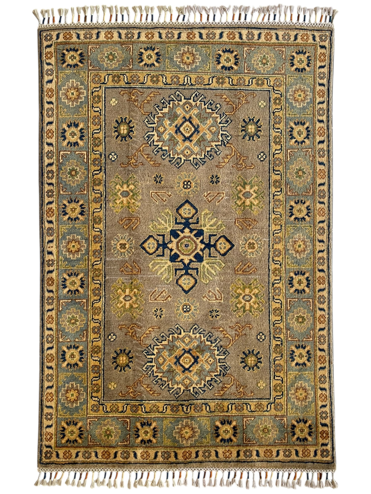 Afghani Rug 4x6 size range tribal Cream laid flat
