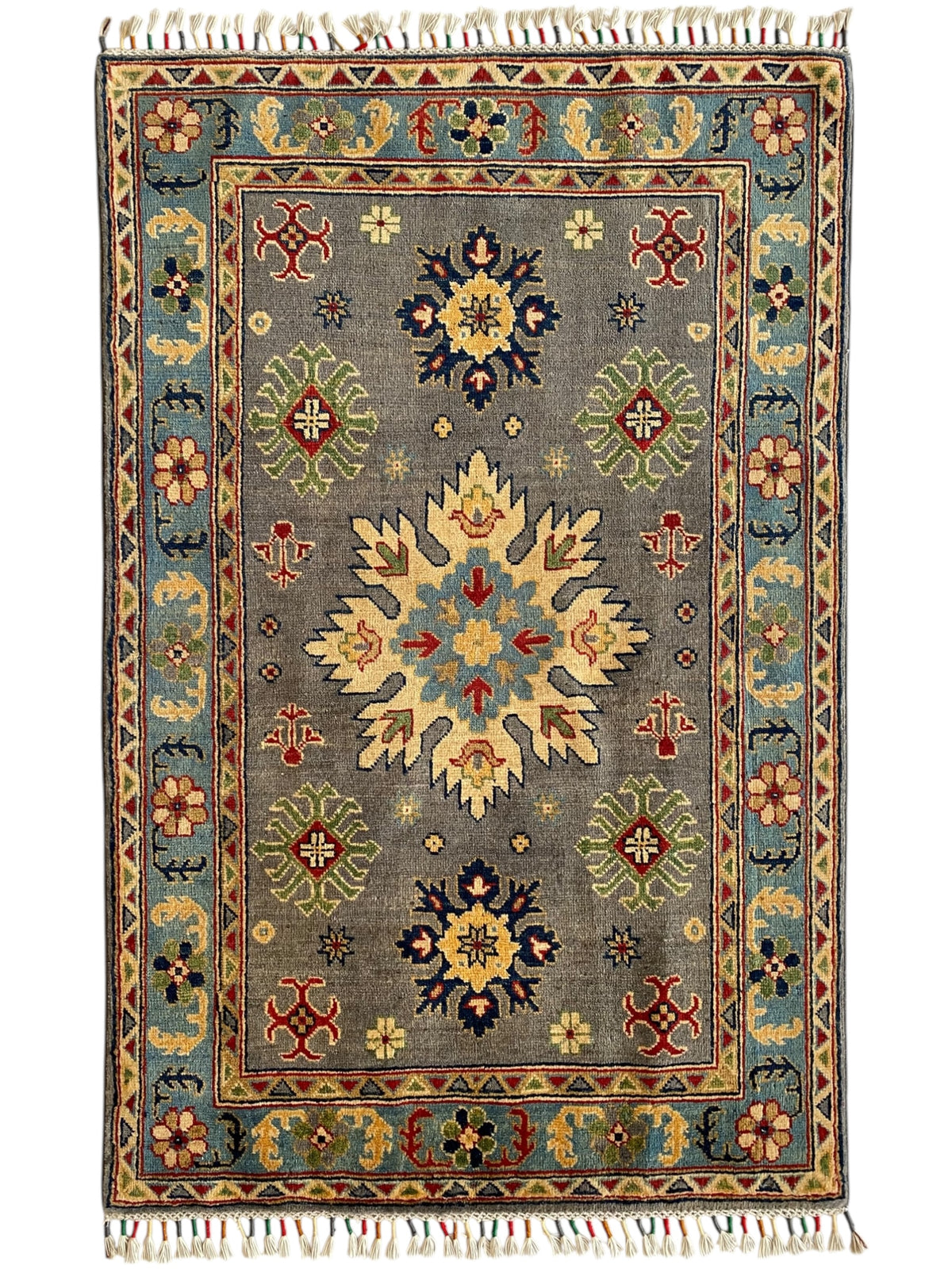 Afghani Rug 4x6 size range tribal Cream laid flat