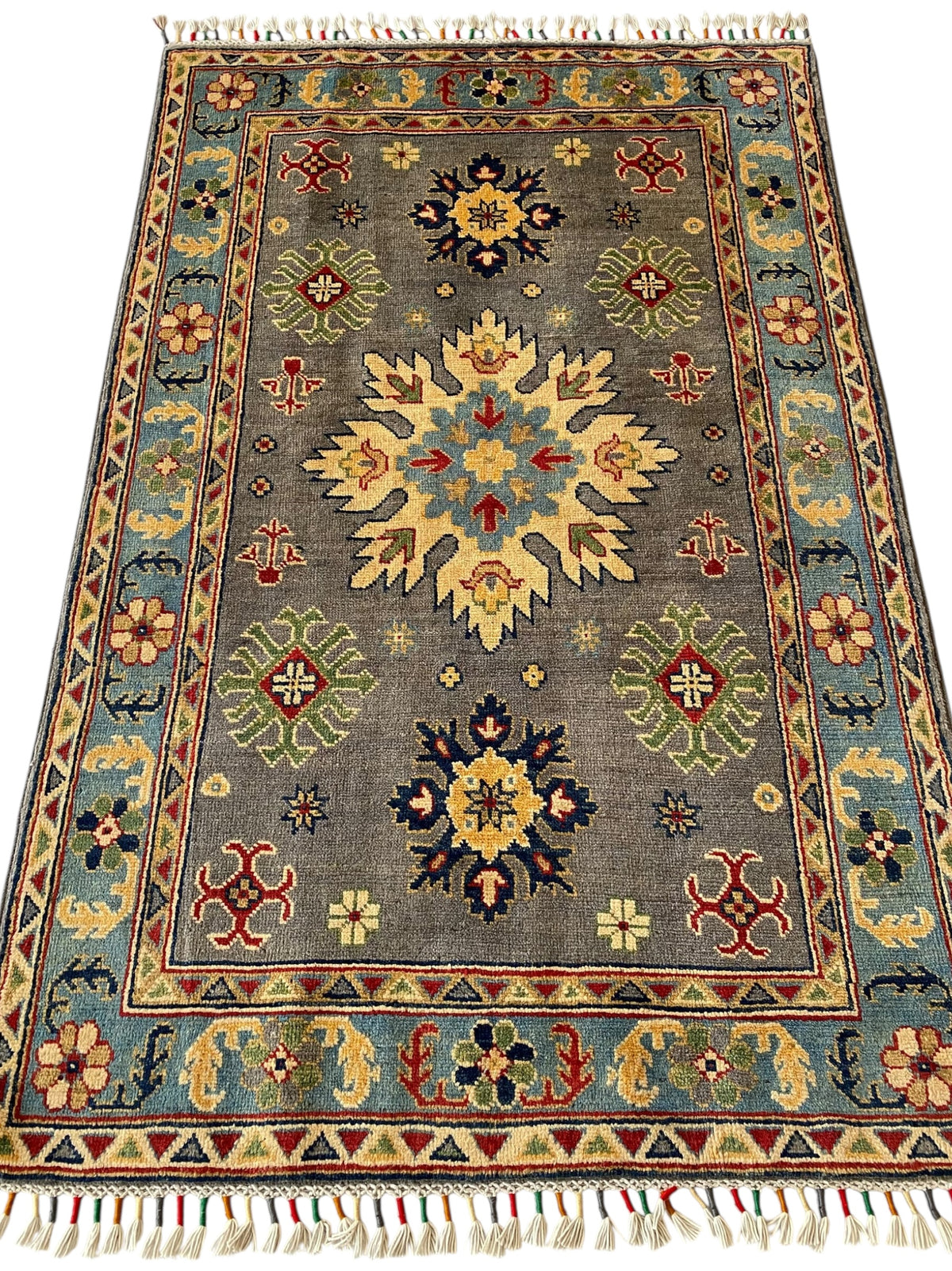 Afghani Rug 4x6 size range tribal Cream laid flat