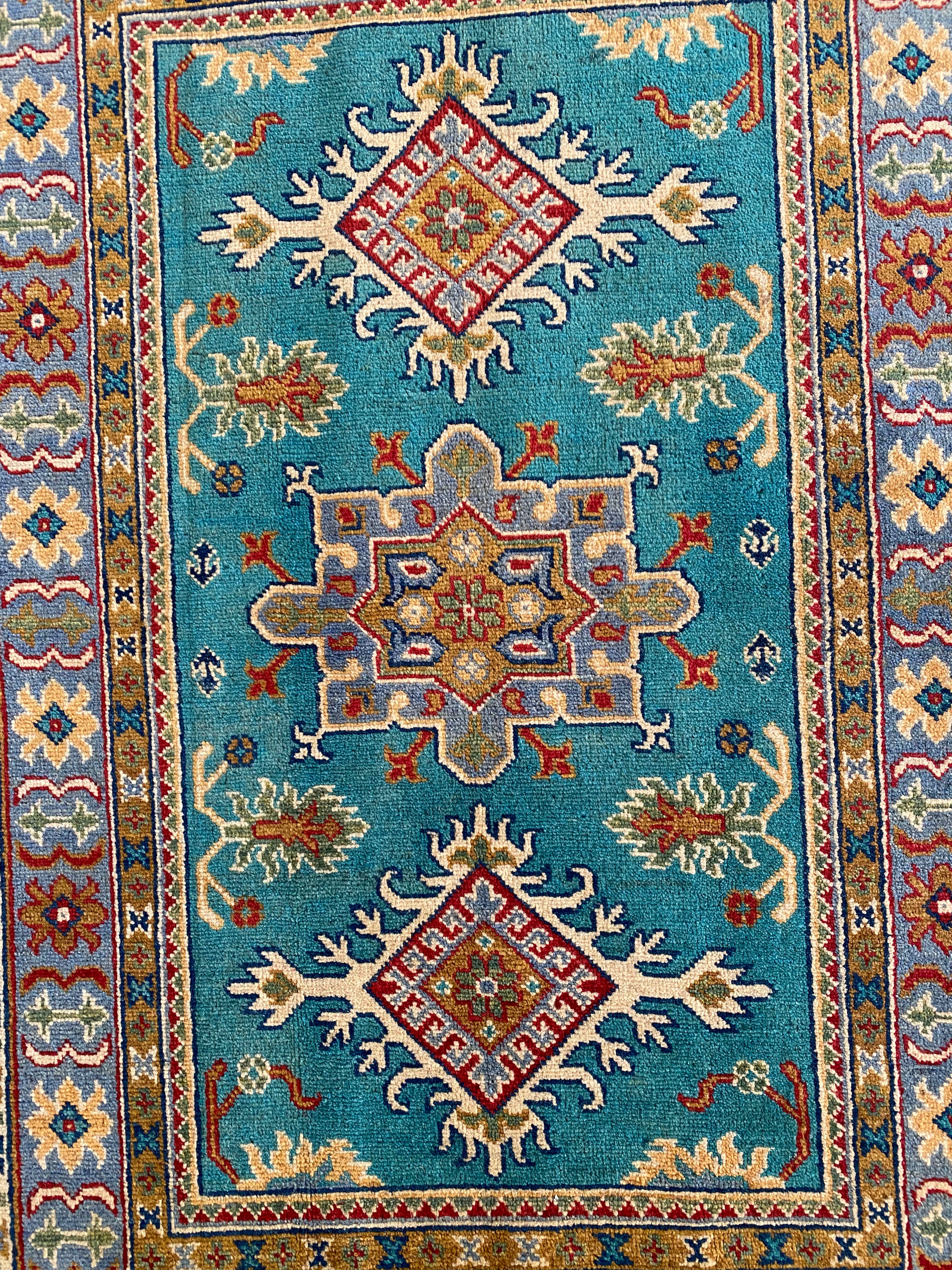 Afghani Rug 4x6 size range tribal Blue laid flat