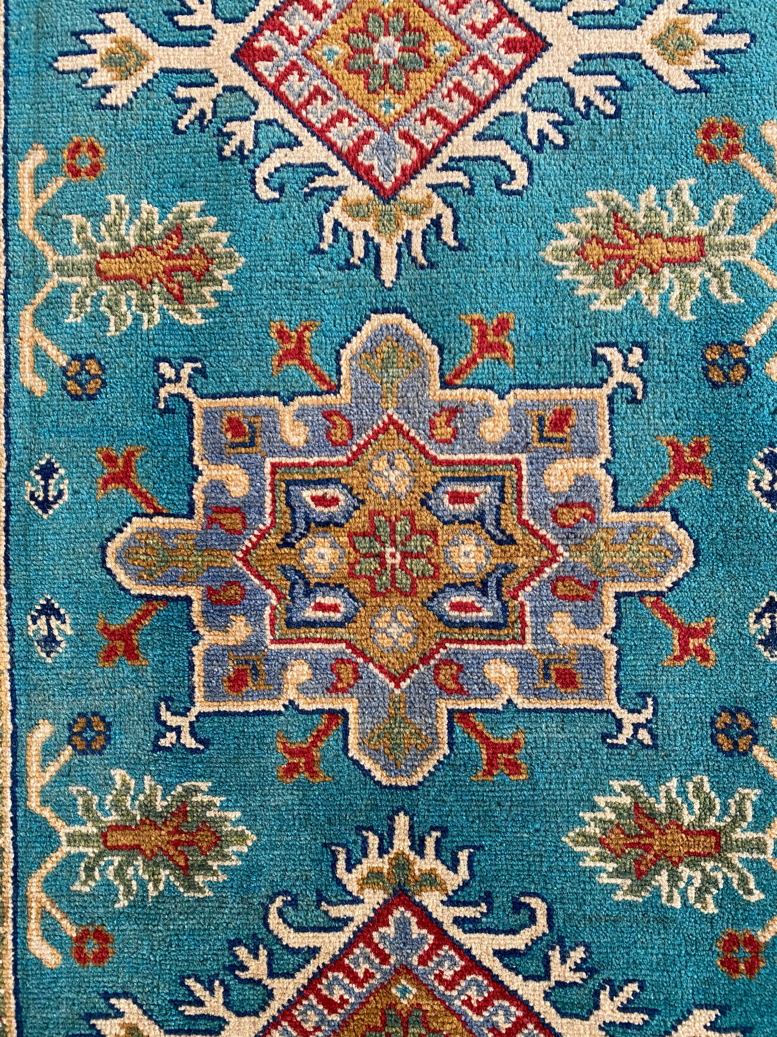 Afghani Rug 4x6 size range tribal Blue laid flat