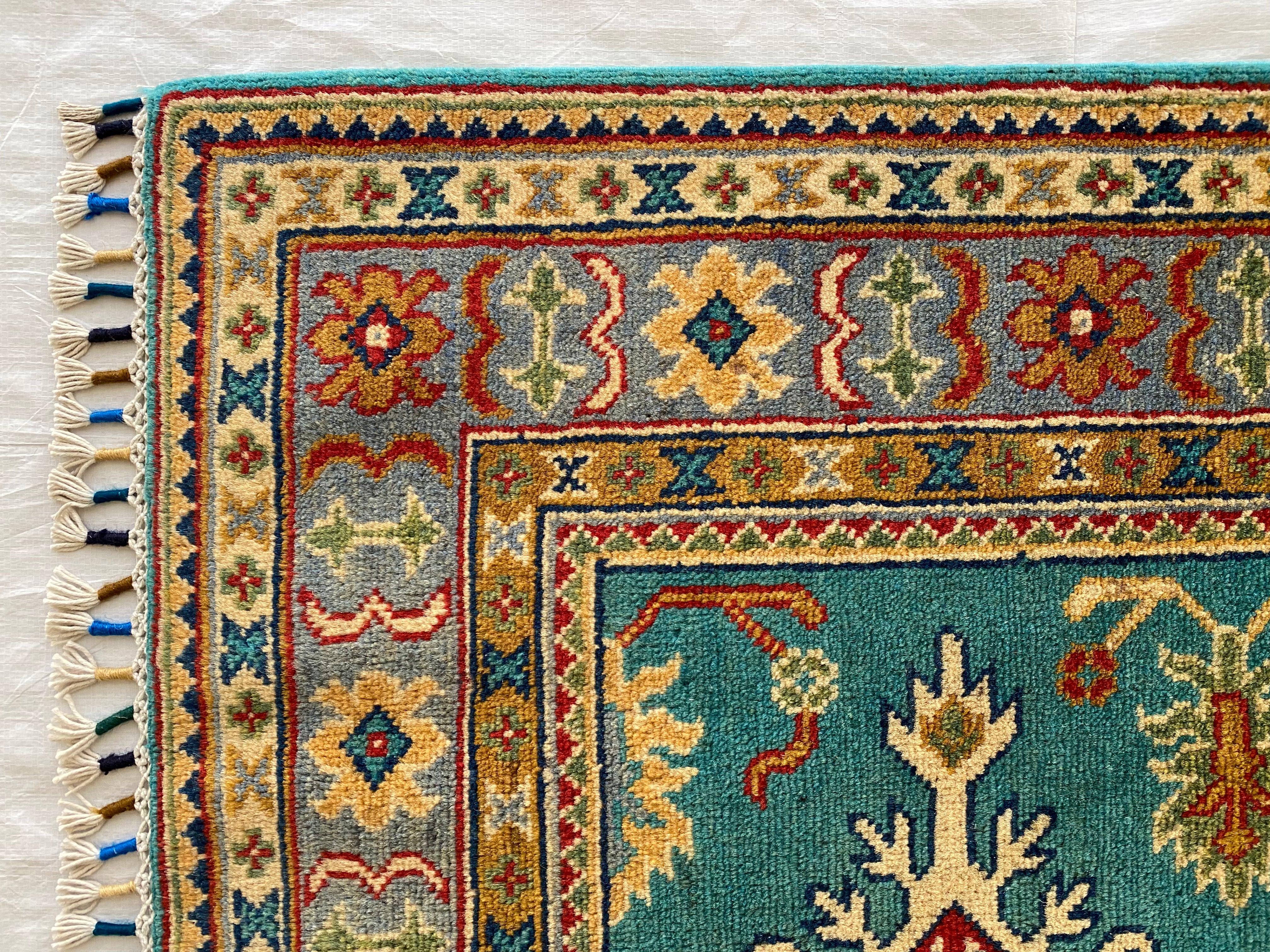 Afghani Rug 4x6 size range tribal Blue laid flat