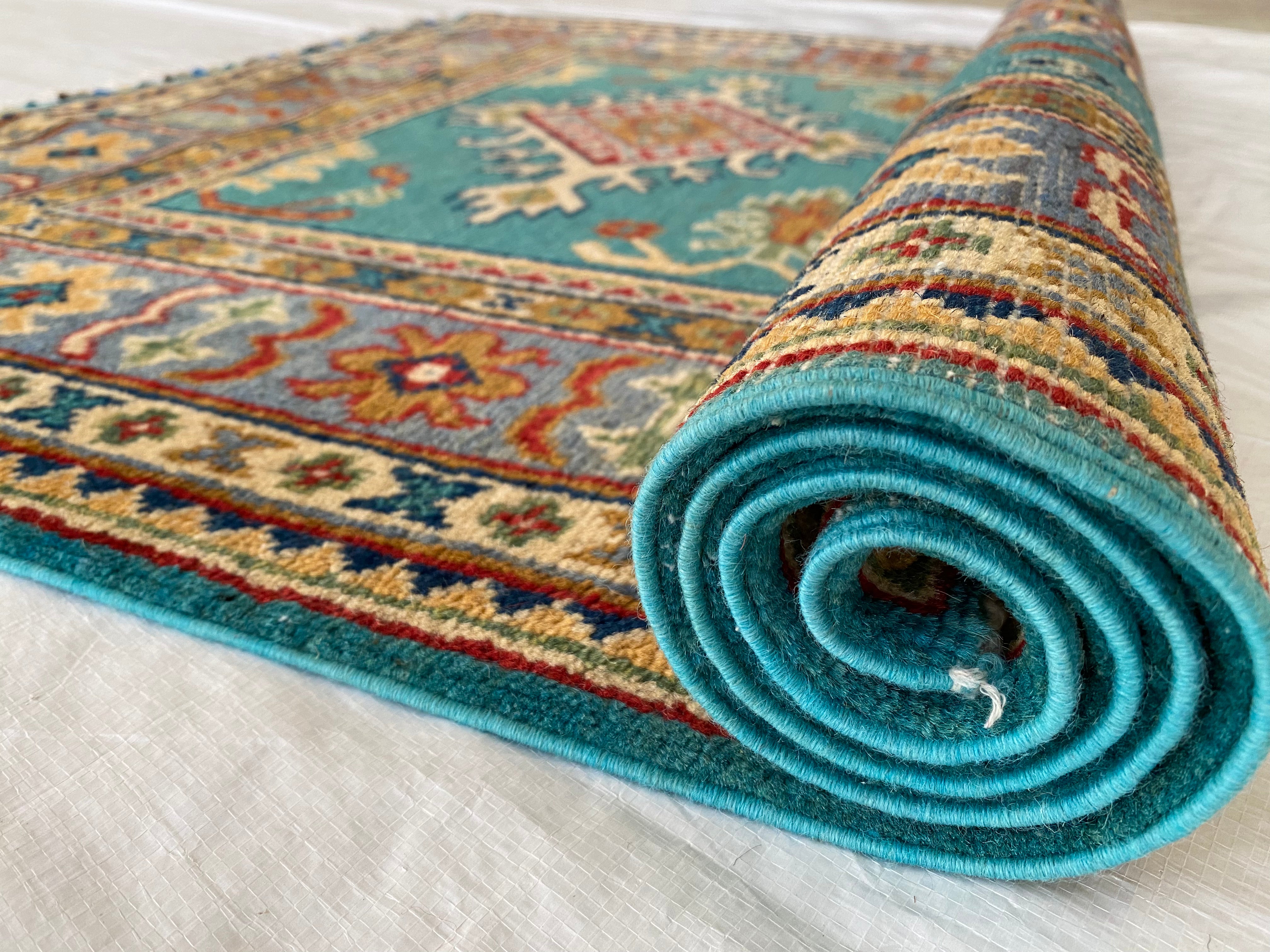 Afghani Rug 4x6 size range tribal Blue laid flat