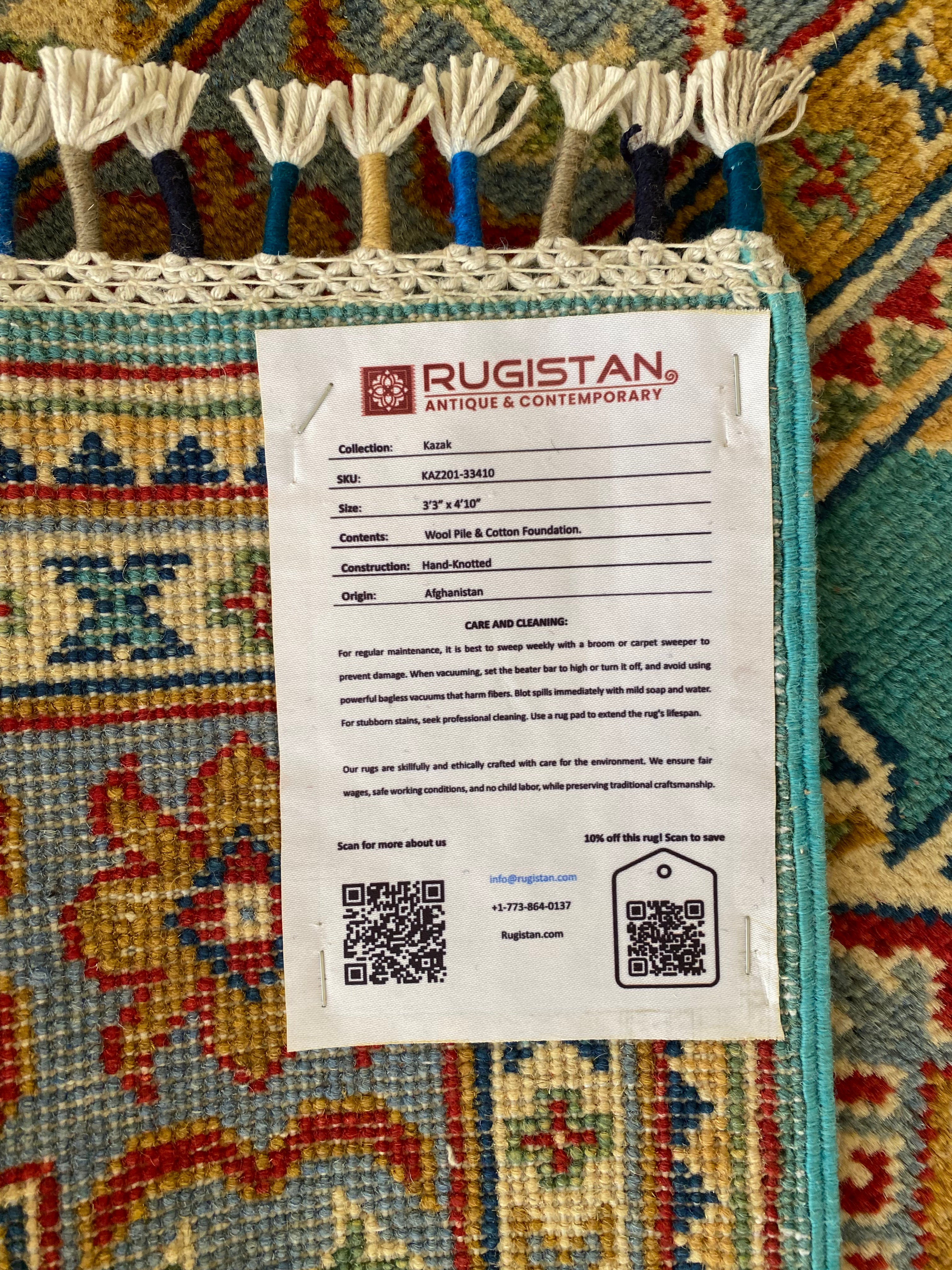 Afghani Rug 4x6 size range tribal Blue laid flat