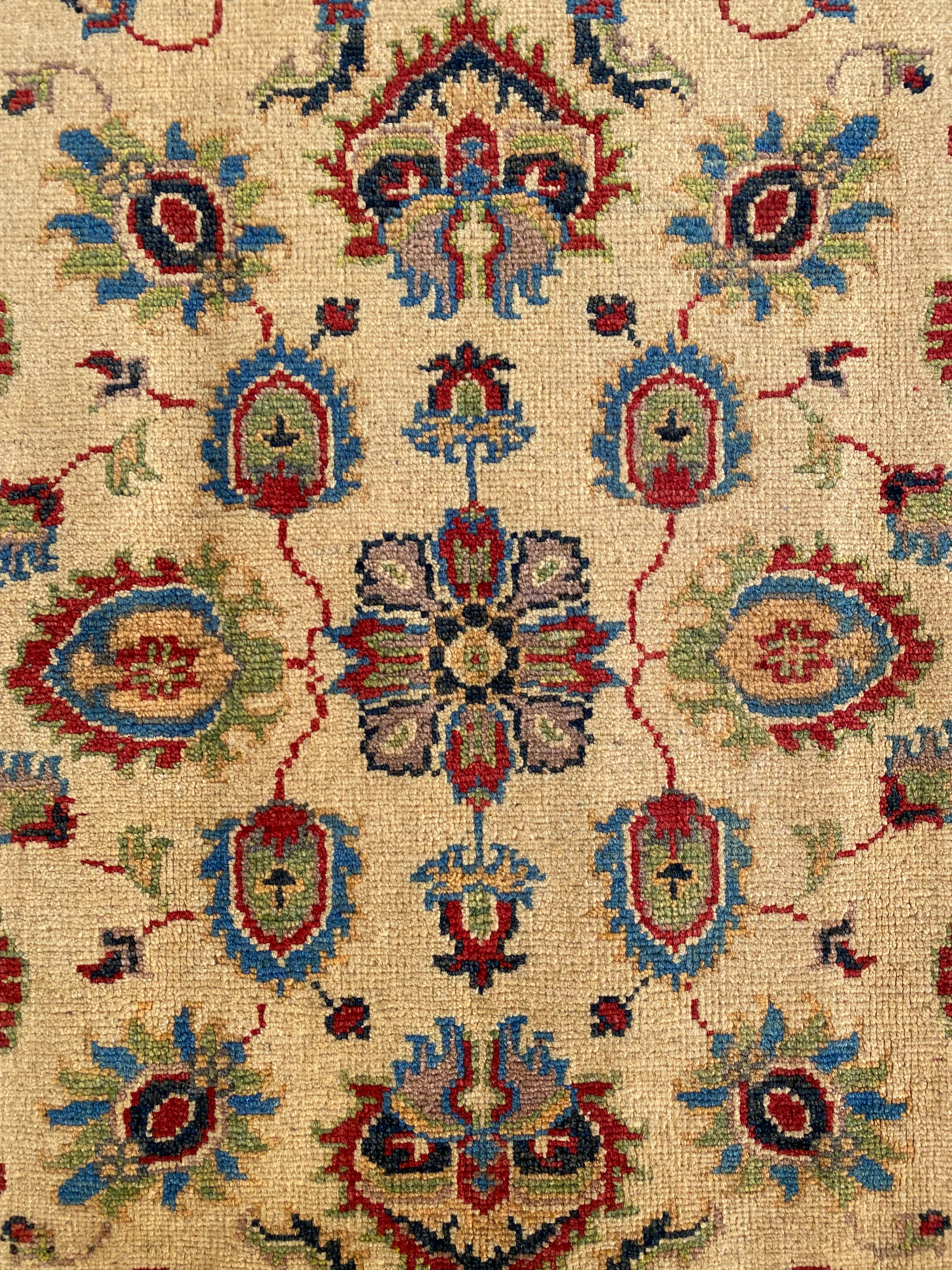 Afghani Rug 4x6 size range floral Red Cream laid flat