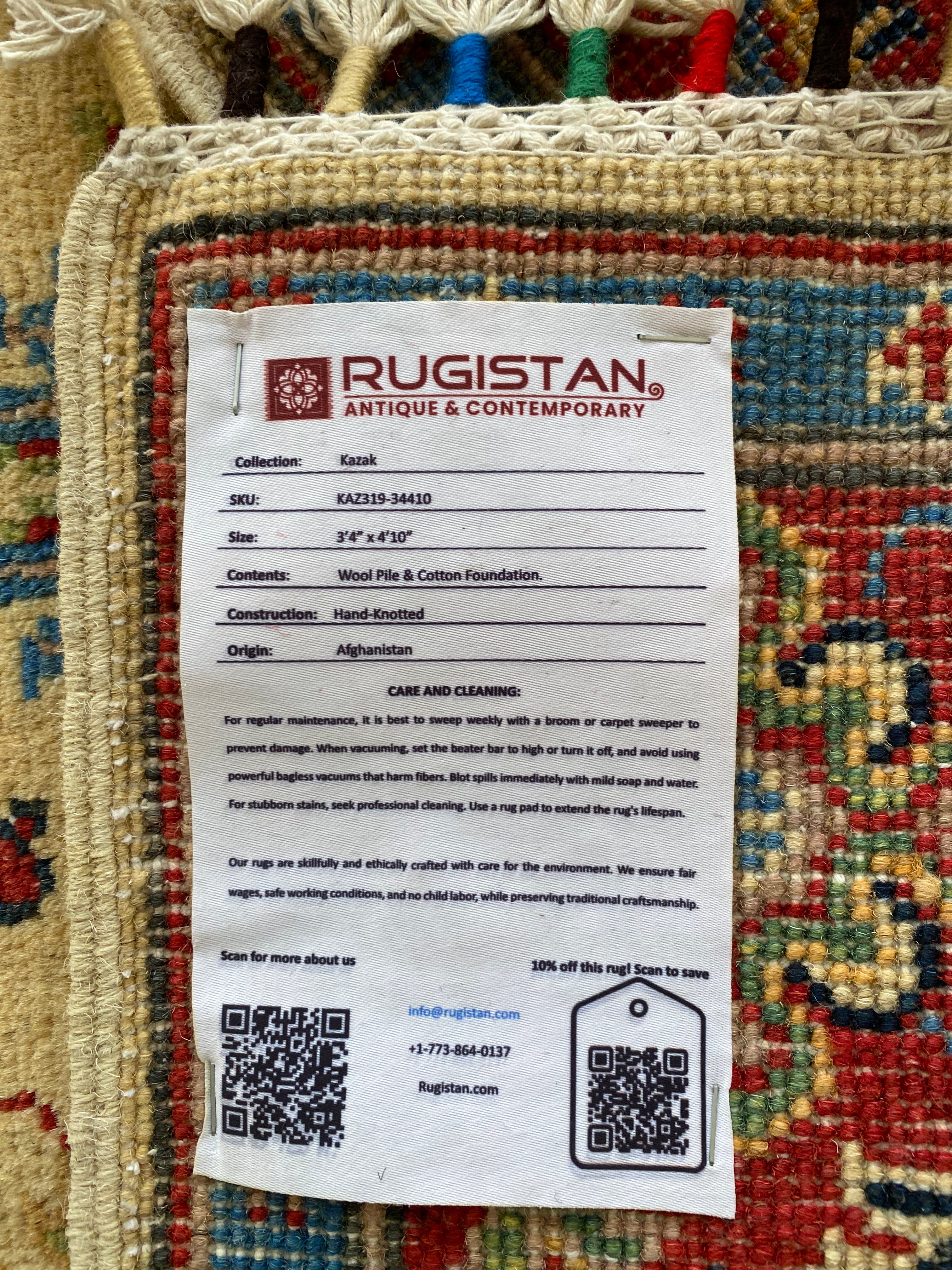 Afghani Rug 4x6 size range floral Red Cream laid flat