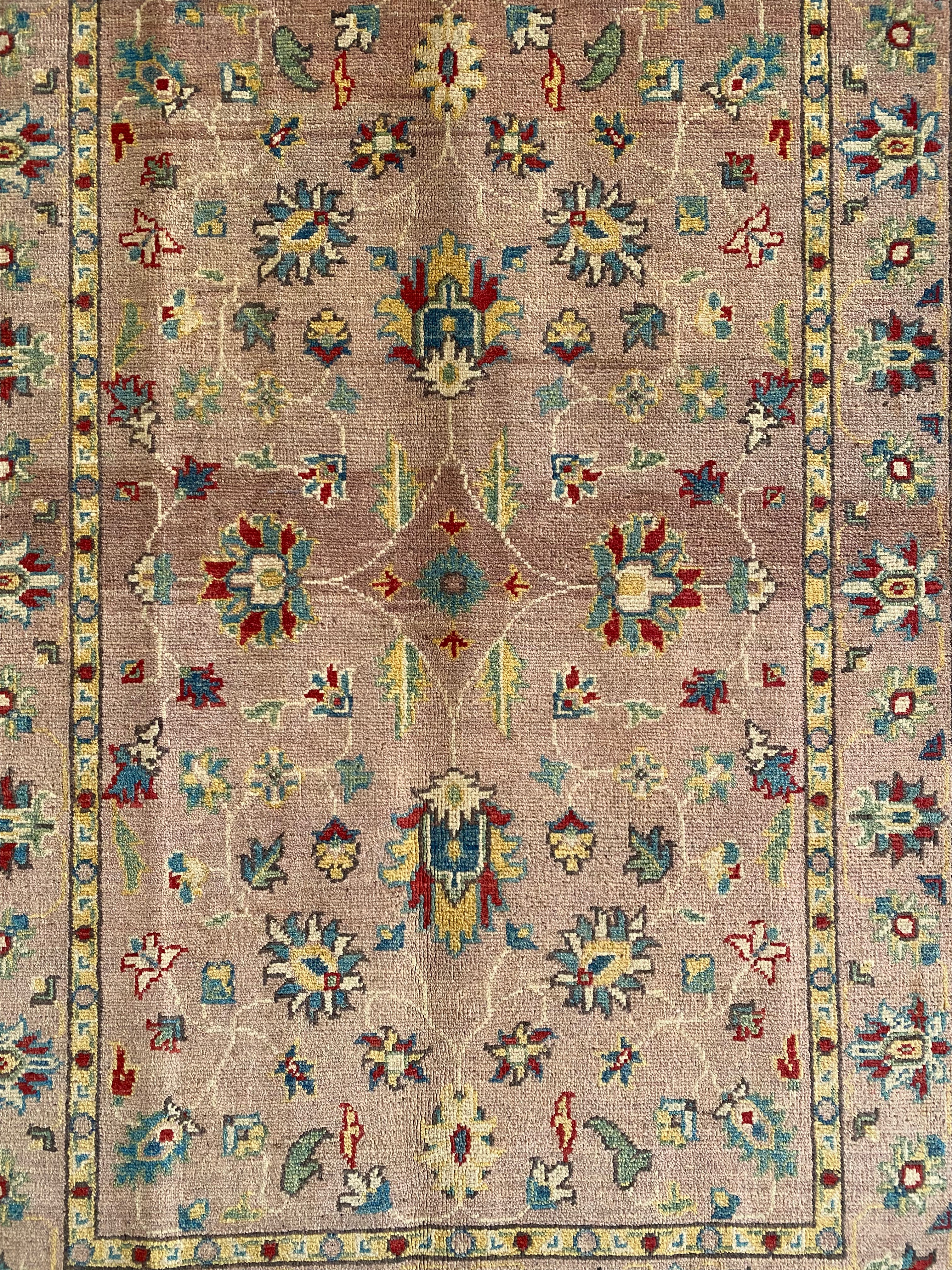 Afghani Rug 4x6 size range tribal Pink laid flat