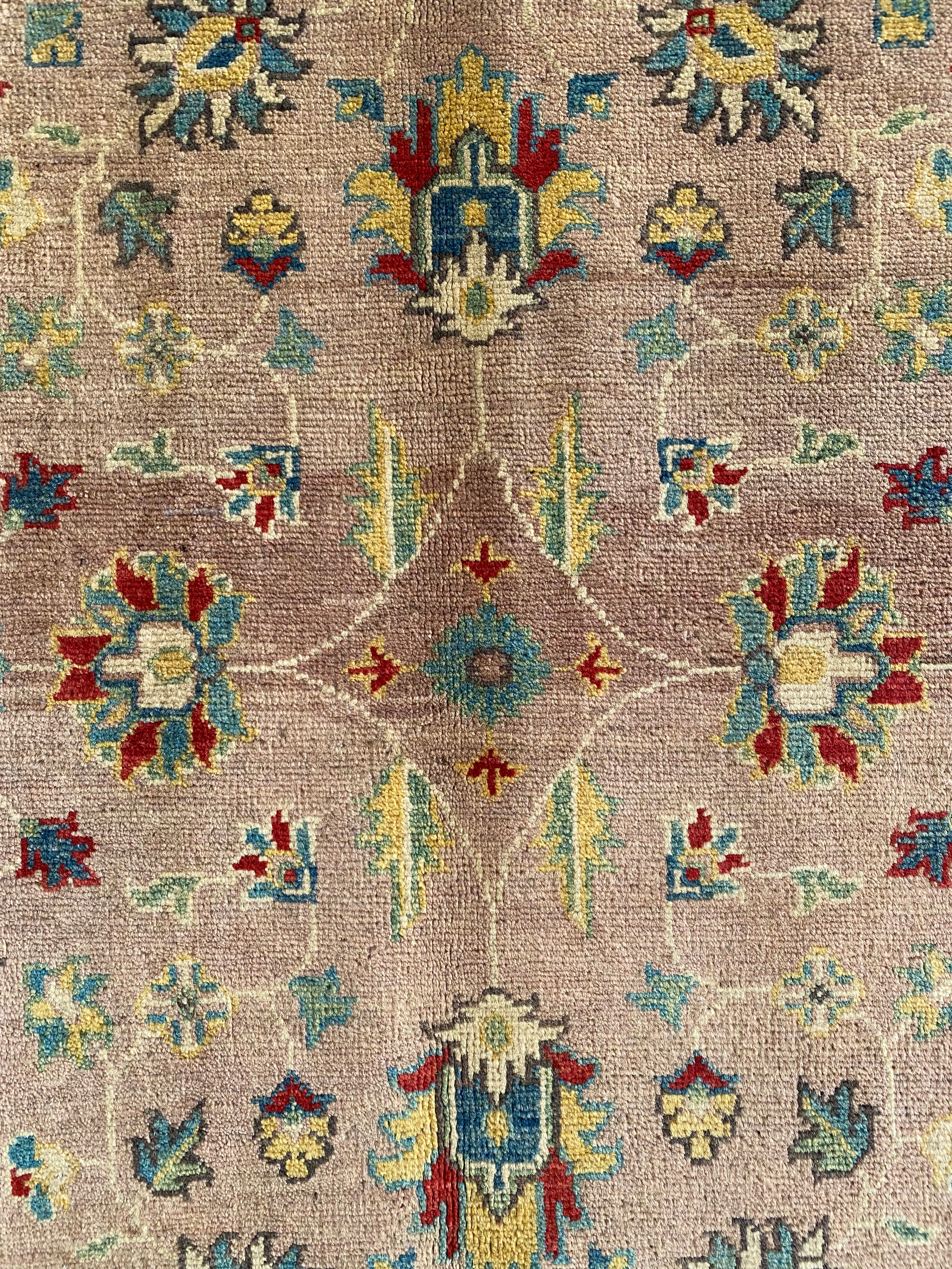Afghani Rug 4x6 size range tribal Pink laid flat