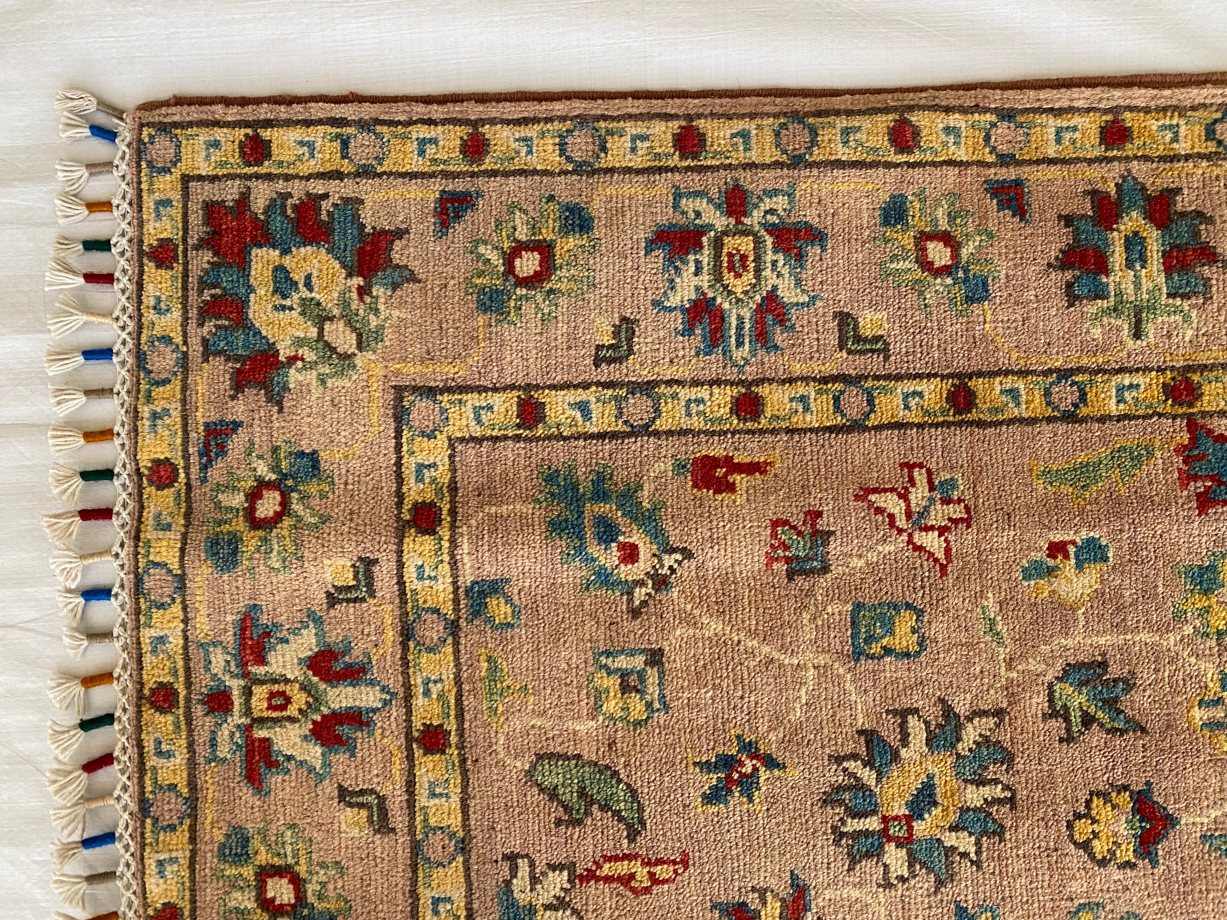 Afghani Rug 4x6 size range tribal Pink laid flat