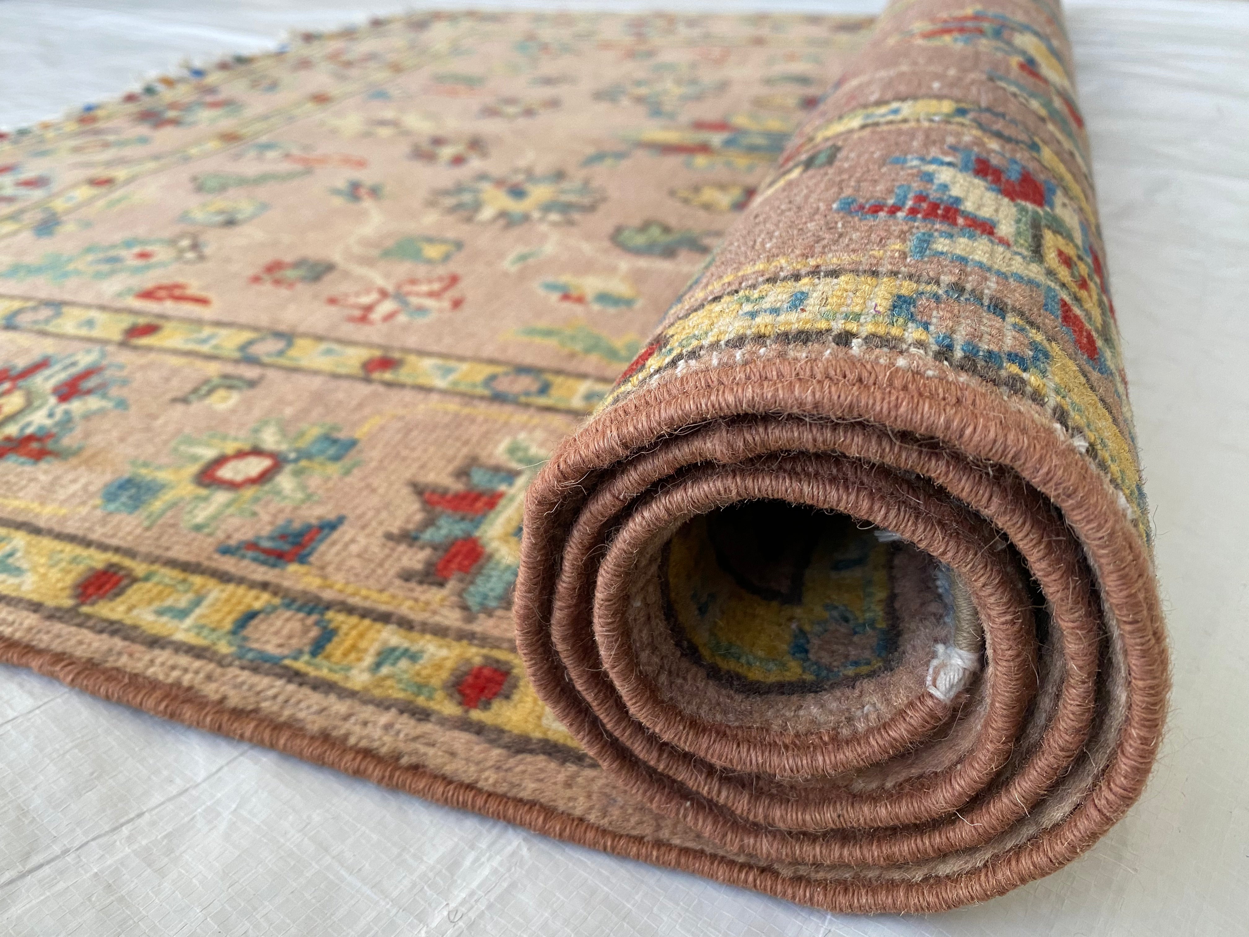 Afghani Rug 4x6 size range tribal Pink laid flat