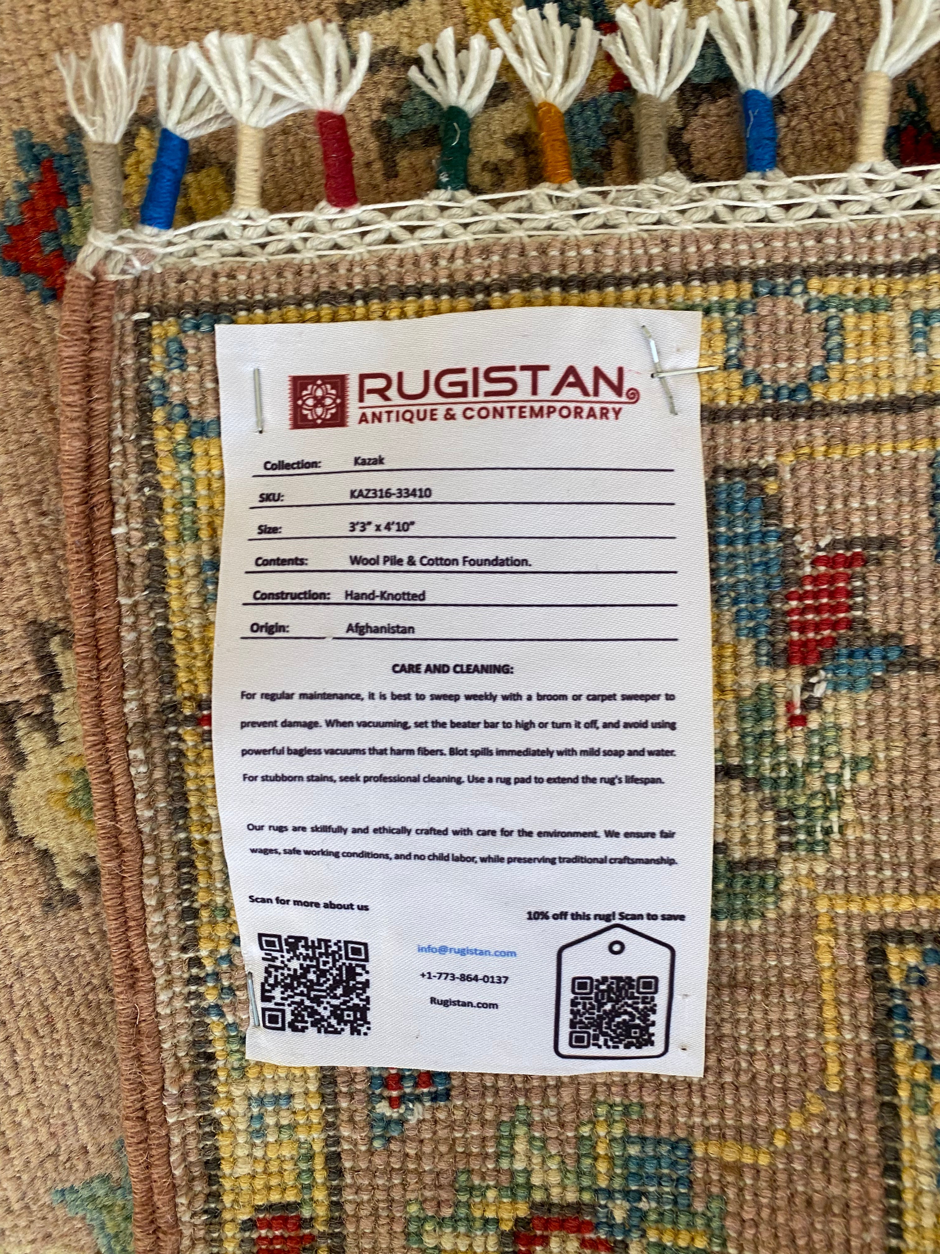 Afghani Rug 4x6 size range tribal Pink laid flat
