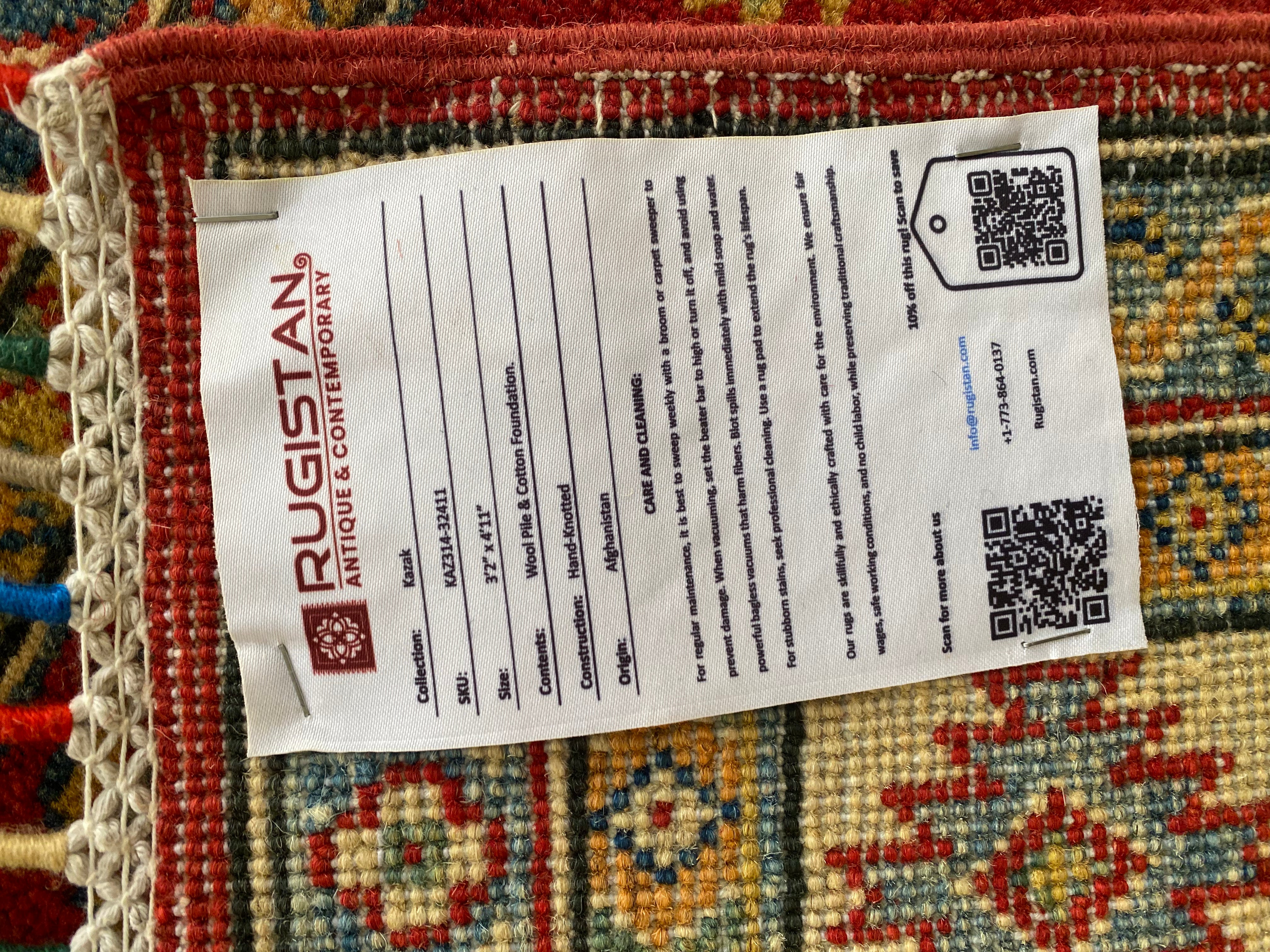 Afghani Rug 4x6 size range tribal Red Cream laid flat