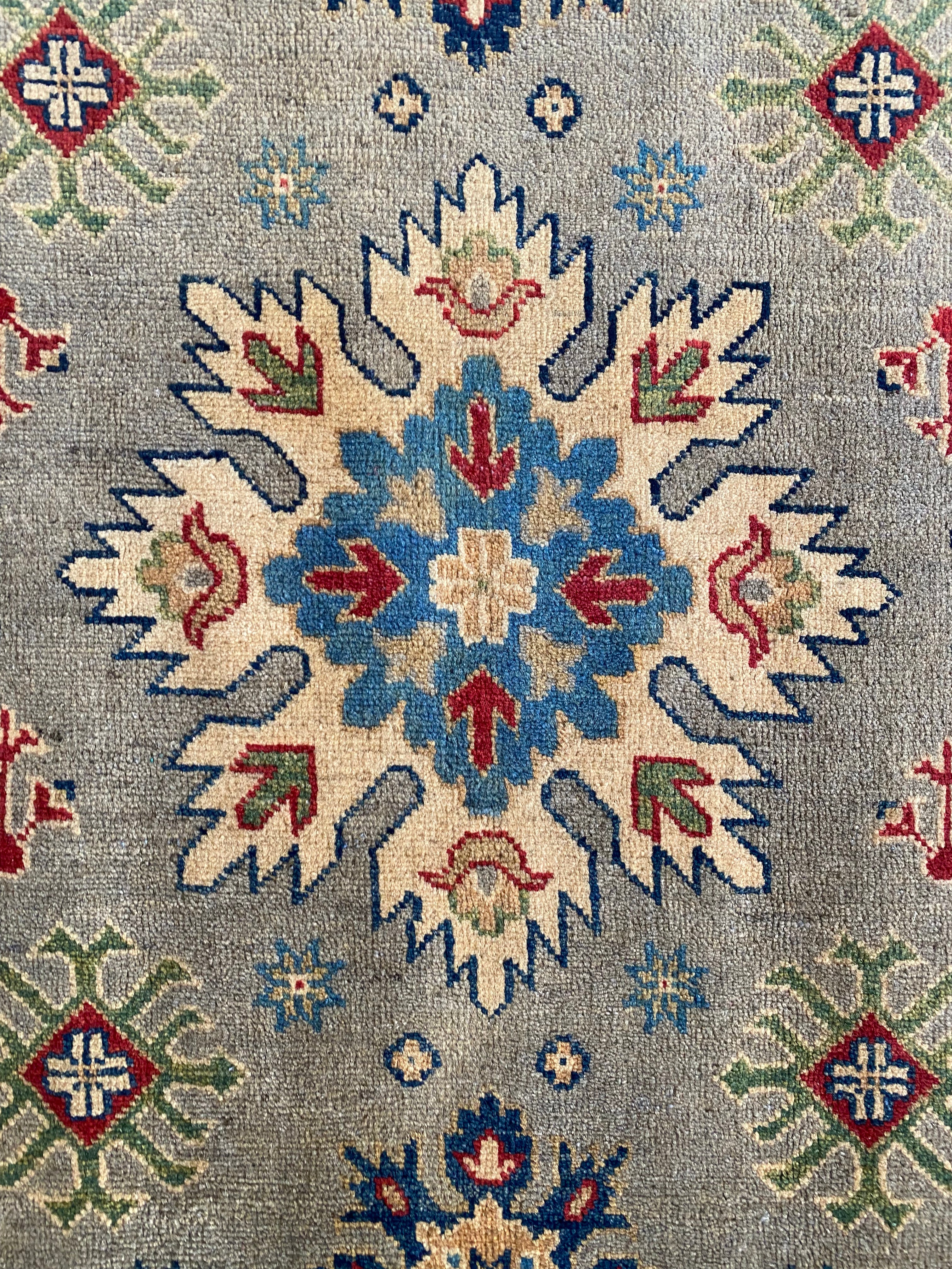 Afghani Rug 4x6 size range tribal Blue Brown laid flat
