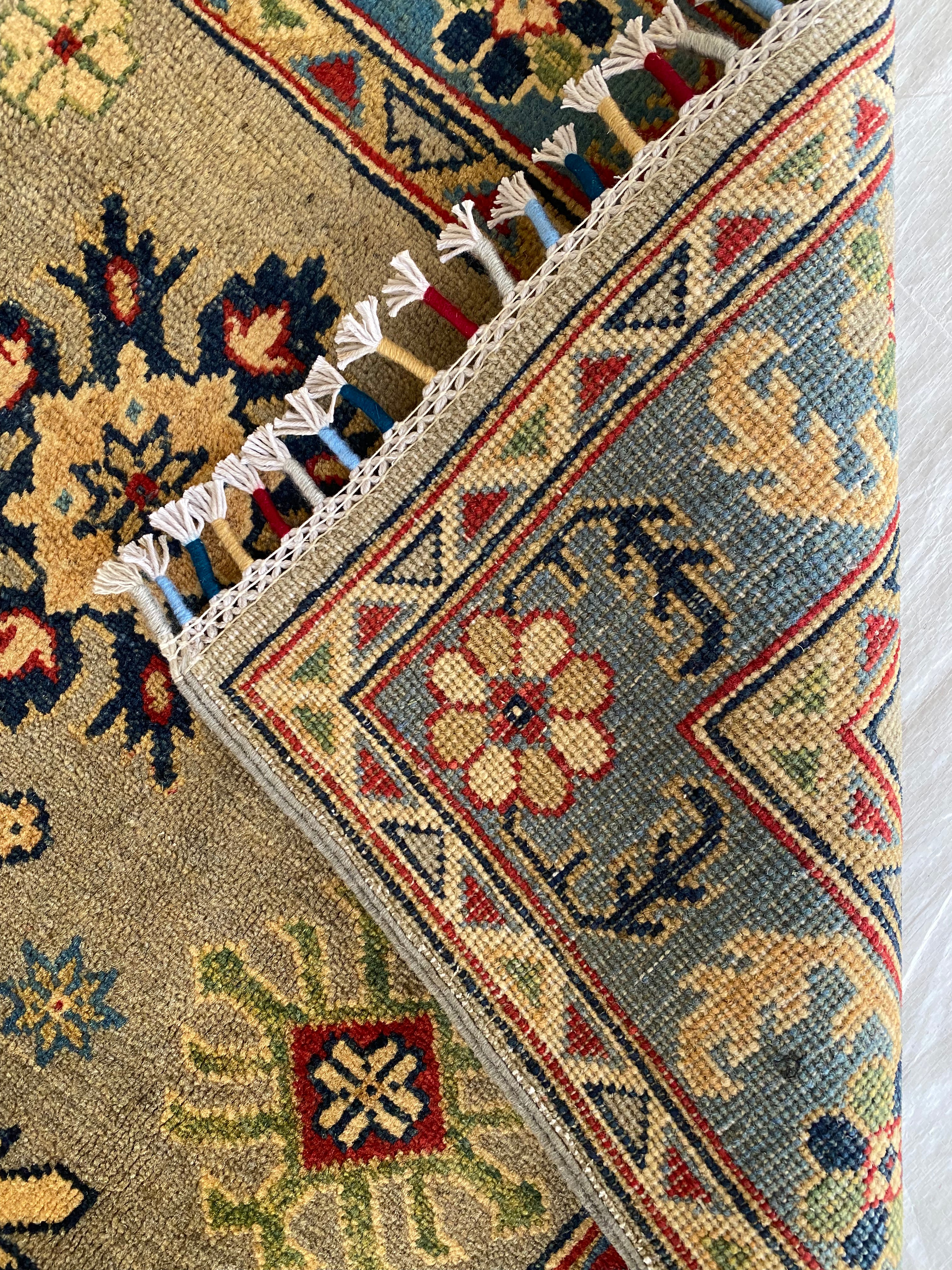 Afghani Rug 4x6 size range tribal Blue Brown laid flat
