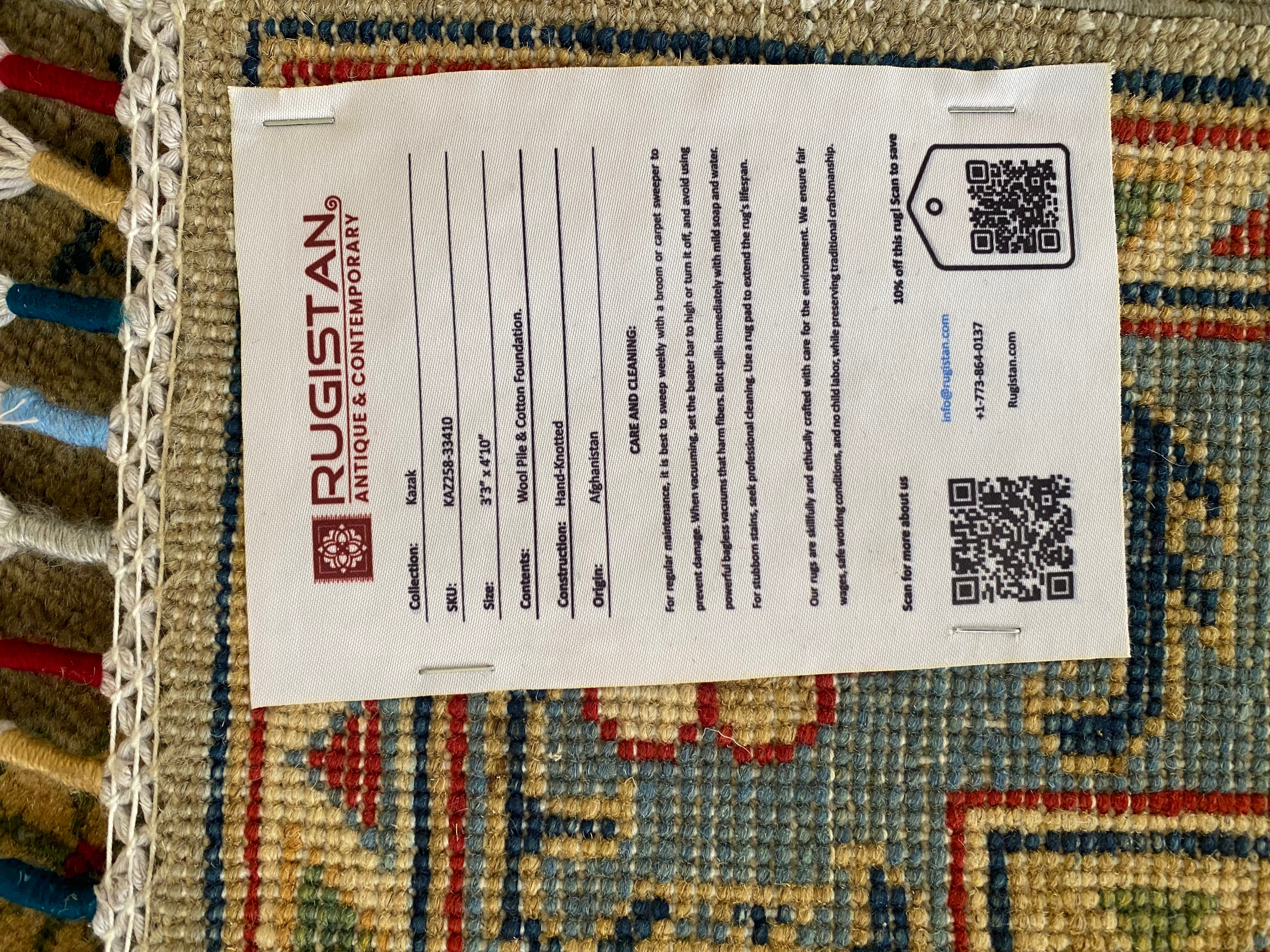Afghani Rug 4x6 size range tribal Blue Brown laid flat