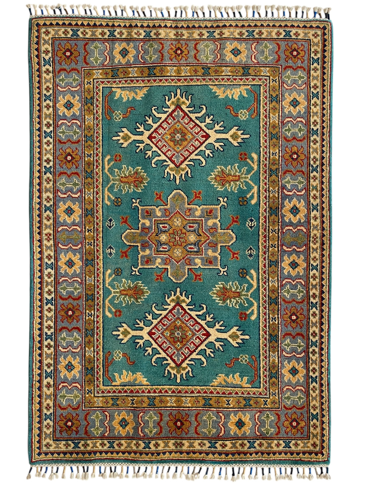 Afghani Rug 4x6 size range tribal Blue laid flat