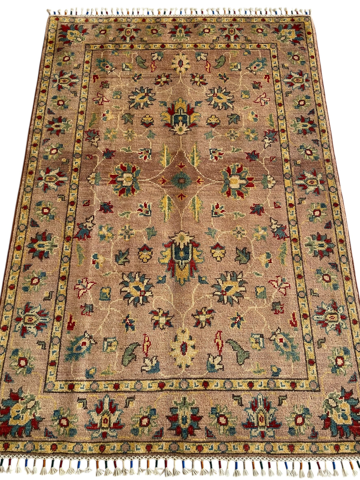 Afghani Rug 4x6 size range tribal Pink laid flat
