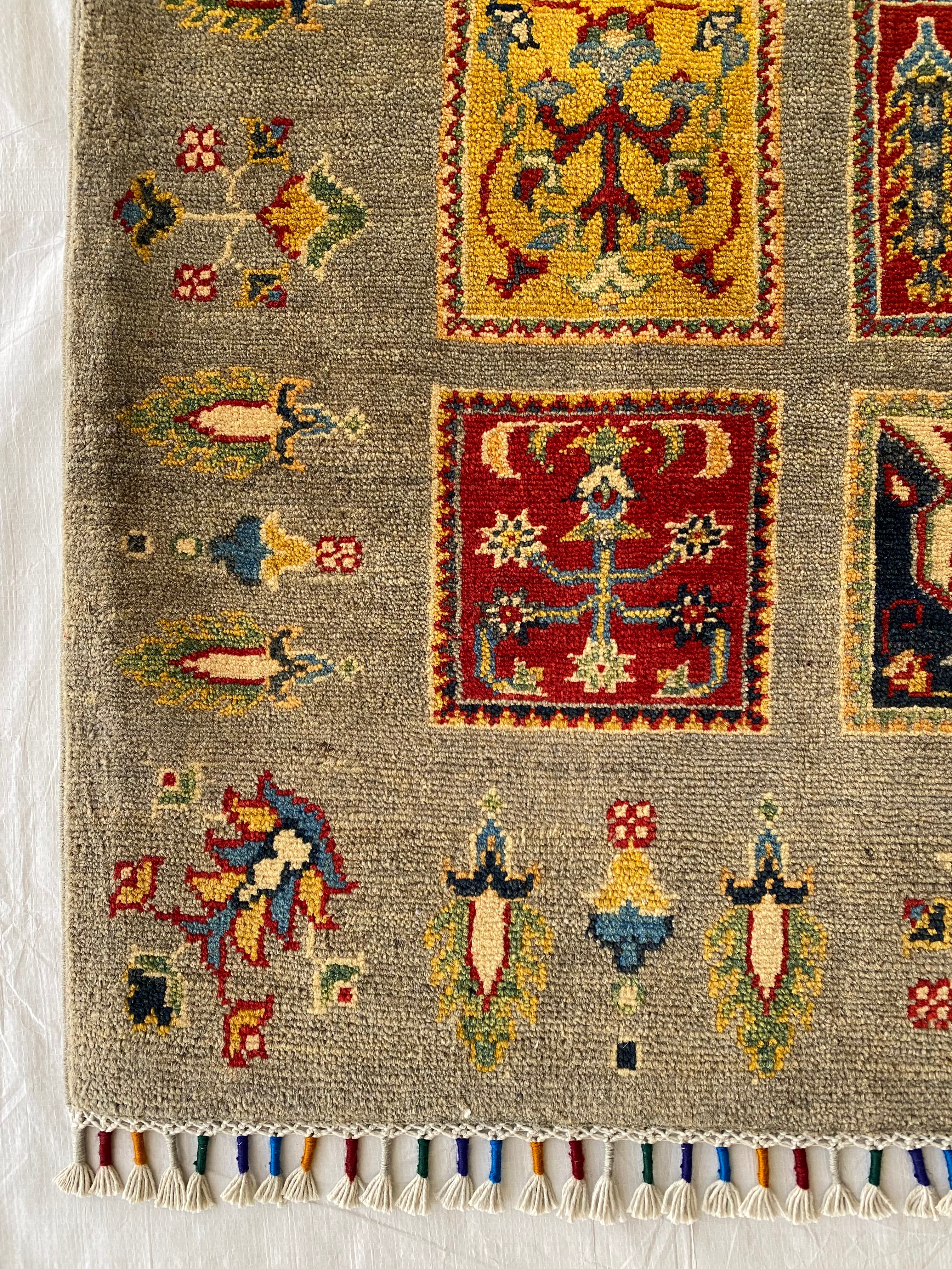 Afghani Rug 5x8 size range tribal Brown laid flat