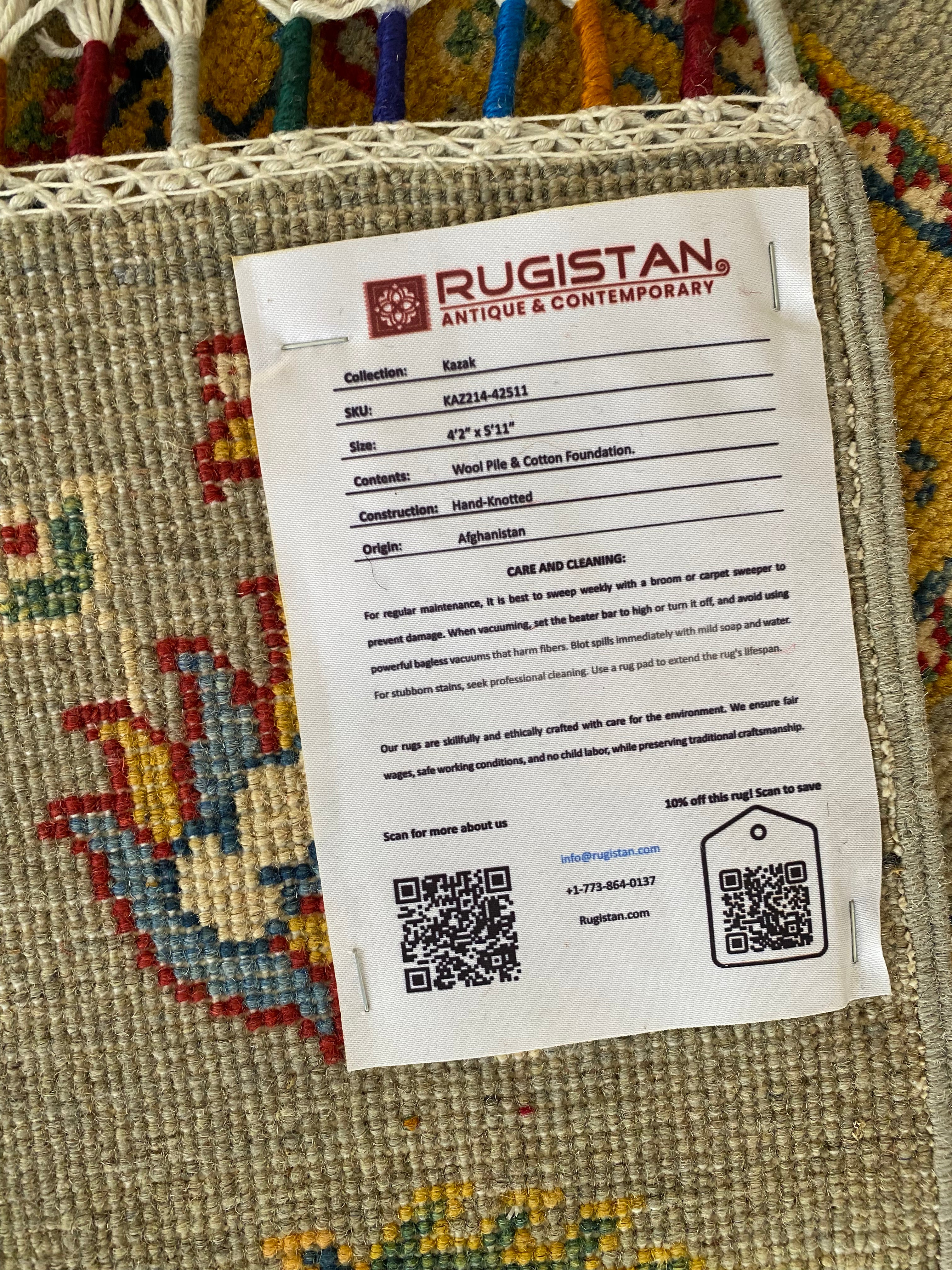 Afghani Rug 5x8 size range tribal Brown laid flat