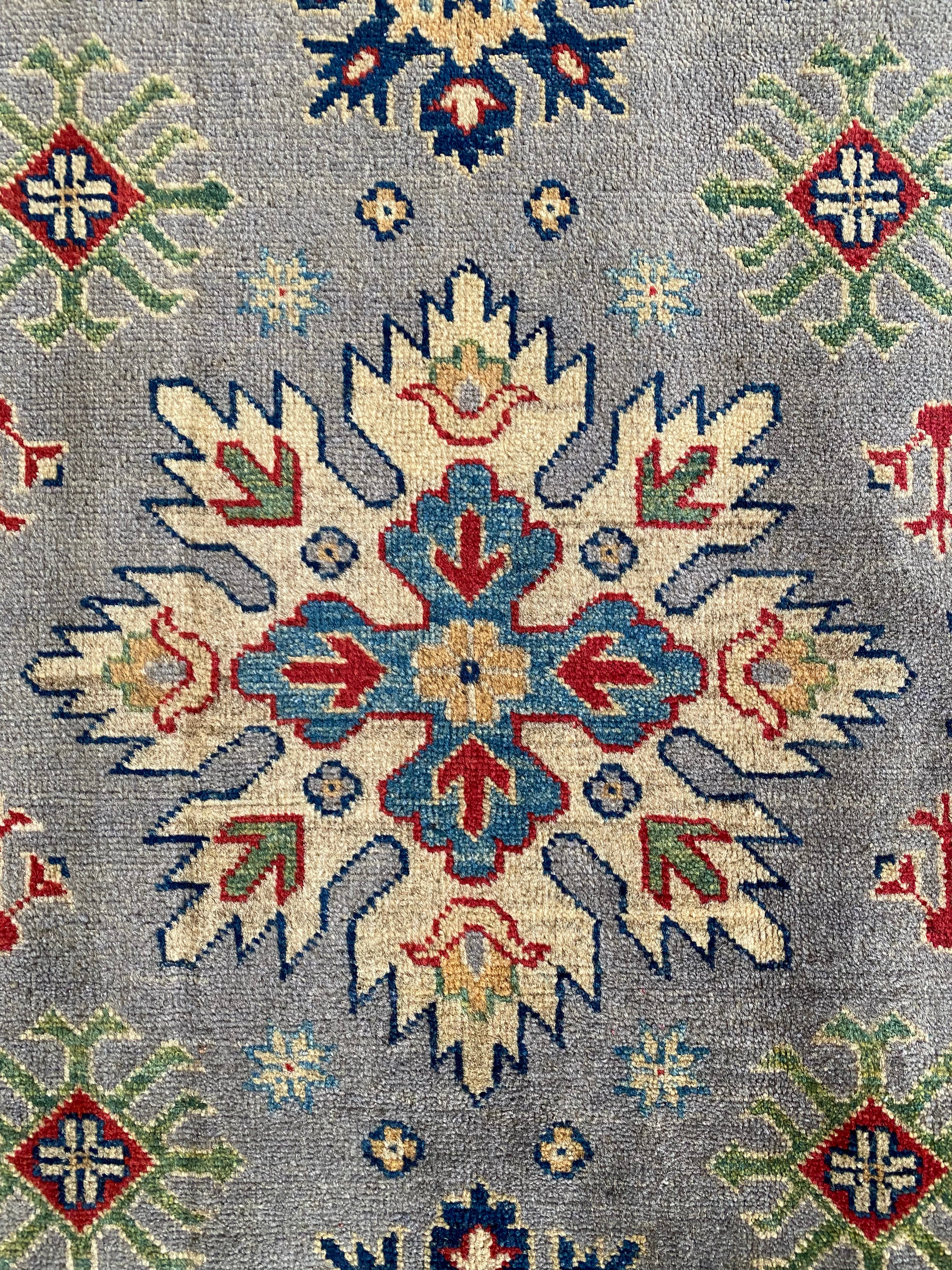 Afghani Rug 4x6 size range tribal Blue Brown laid flat