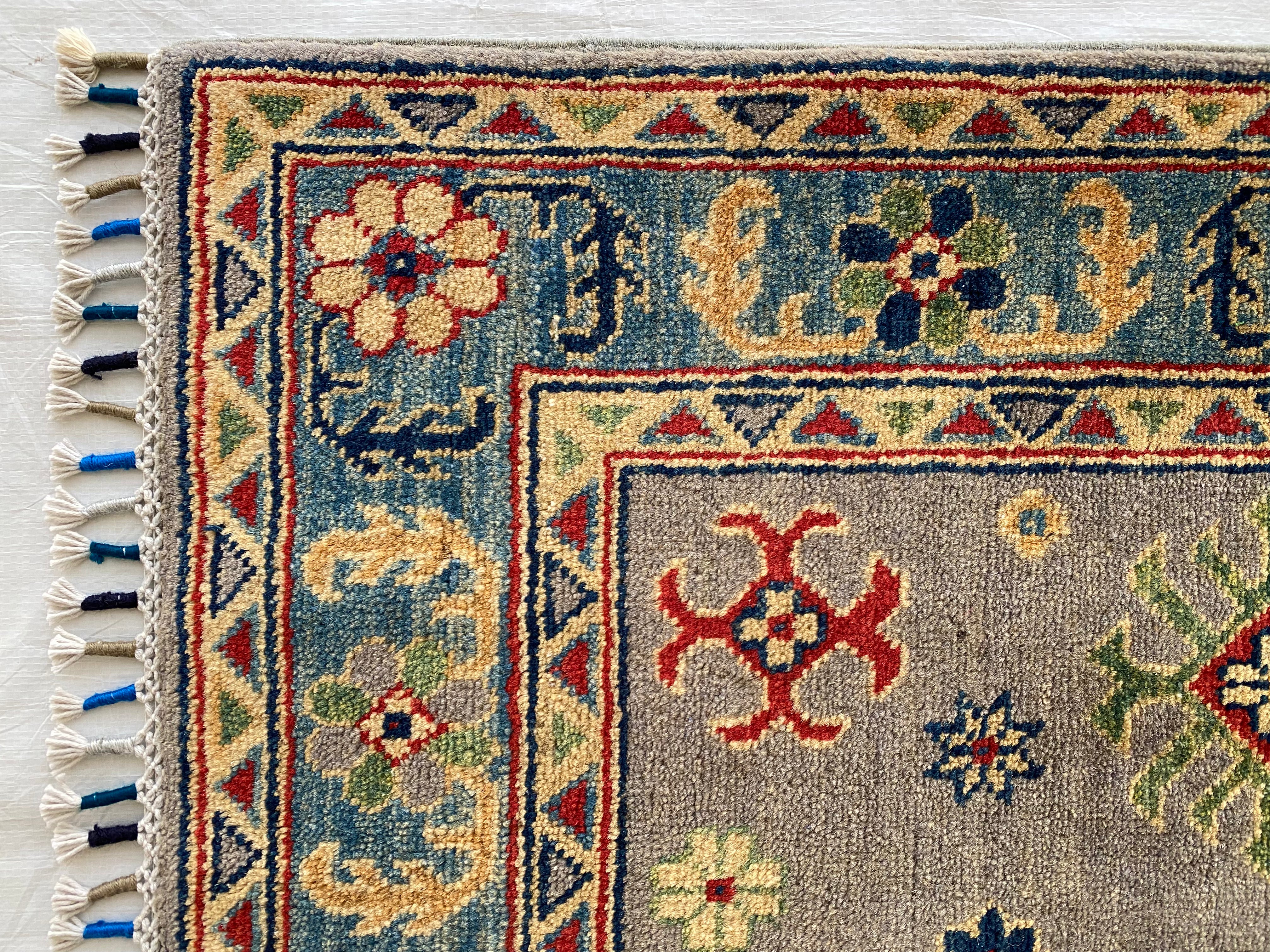 Afghani Rug 4x6 size range tribal Blue Brown laid flat