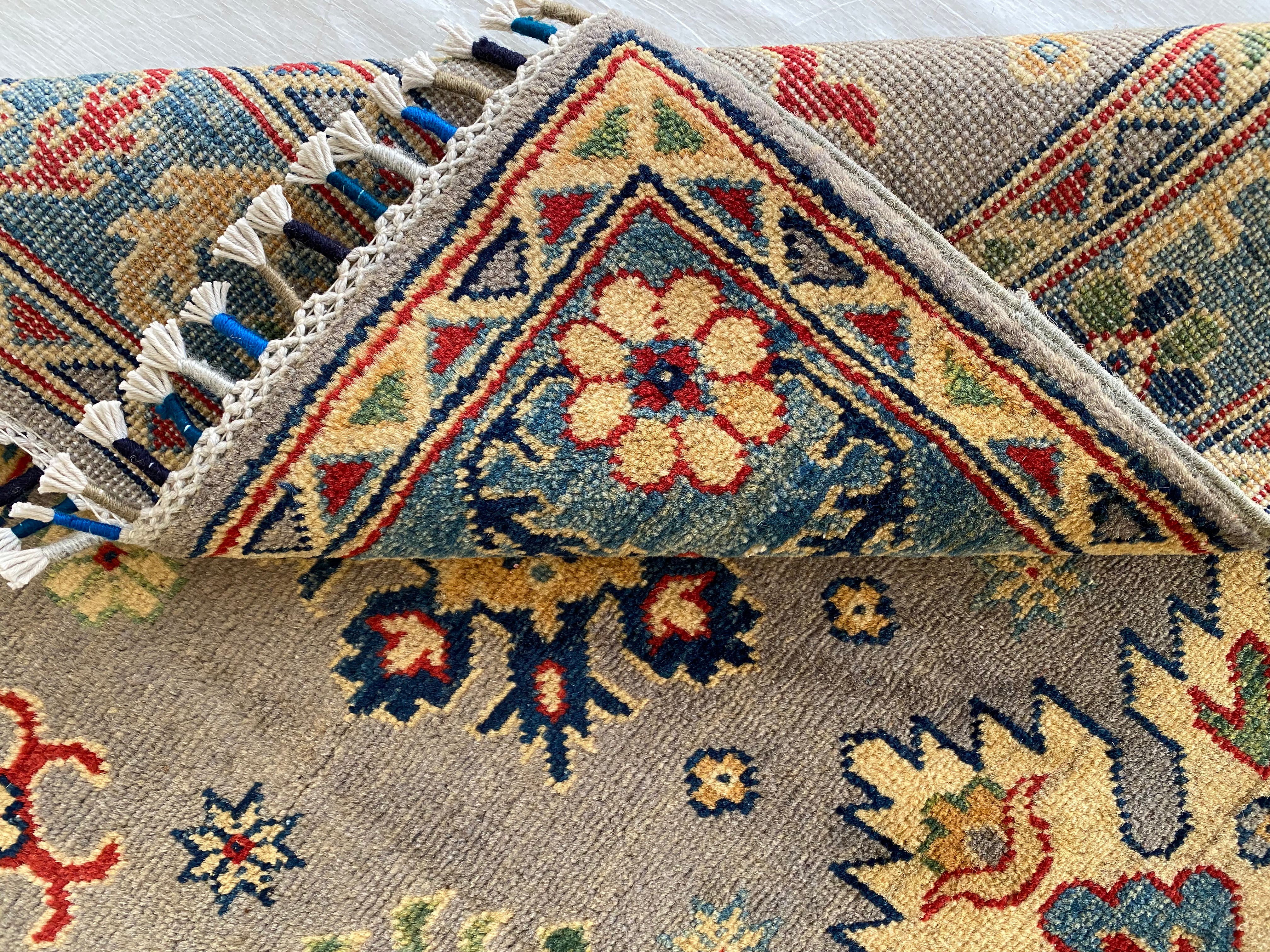 Afghani Rug 4x6 size range tribal Blue Brown laid flat