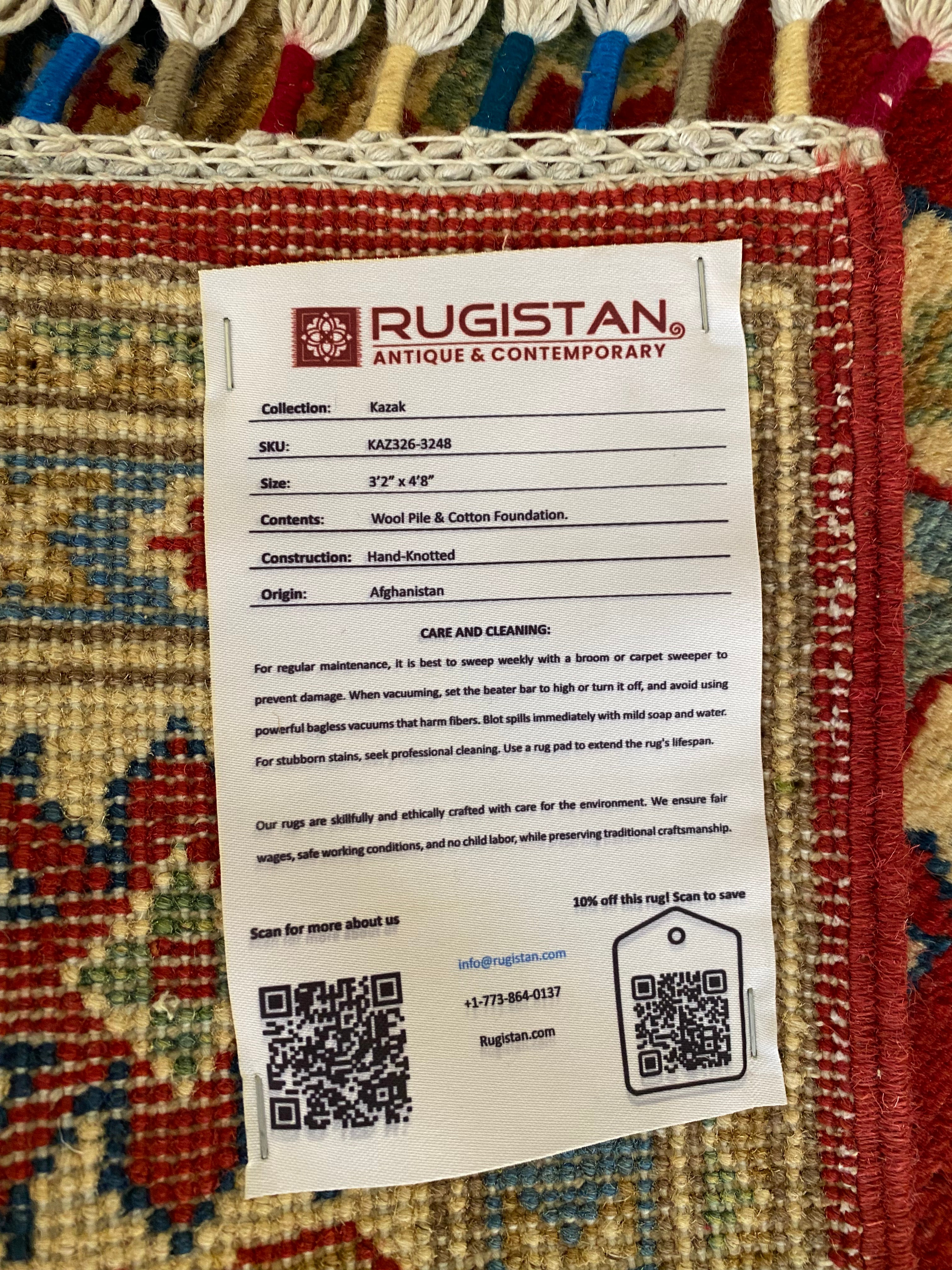Afghani Rug 4x6 size range tribal Red Cream laid flat
