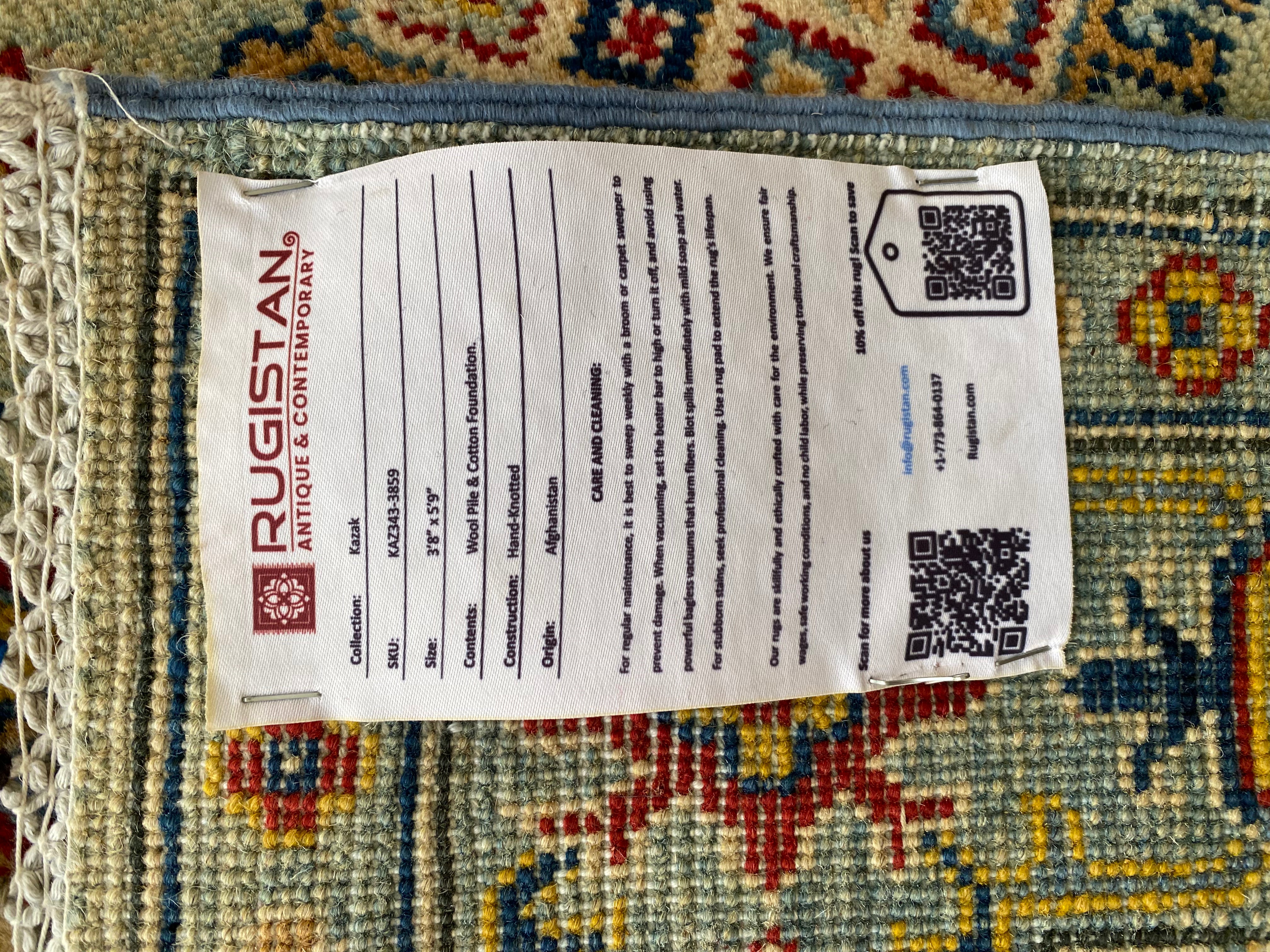 Afghani Rug 4x6 size range tribal Blue Green laid flat
