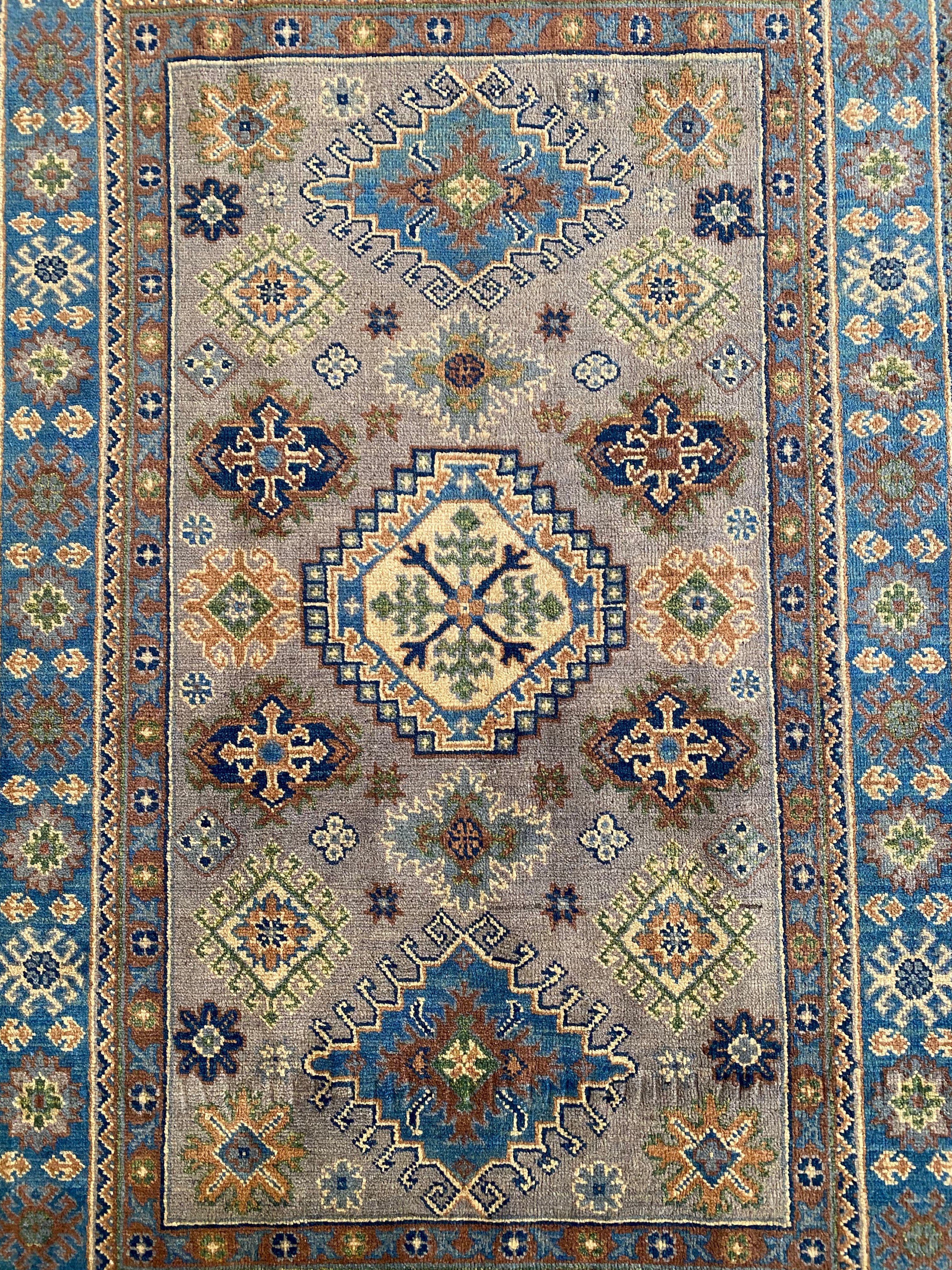 Afghani Rug 4x6 size range tribal Blue laid flat