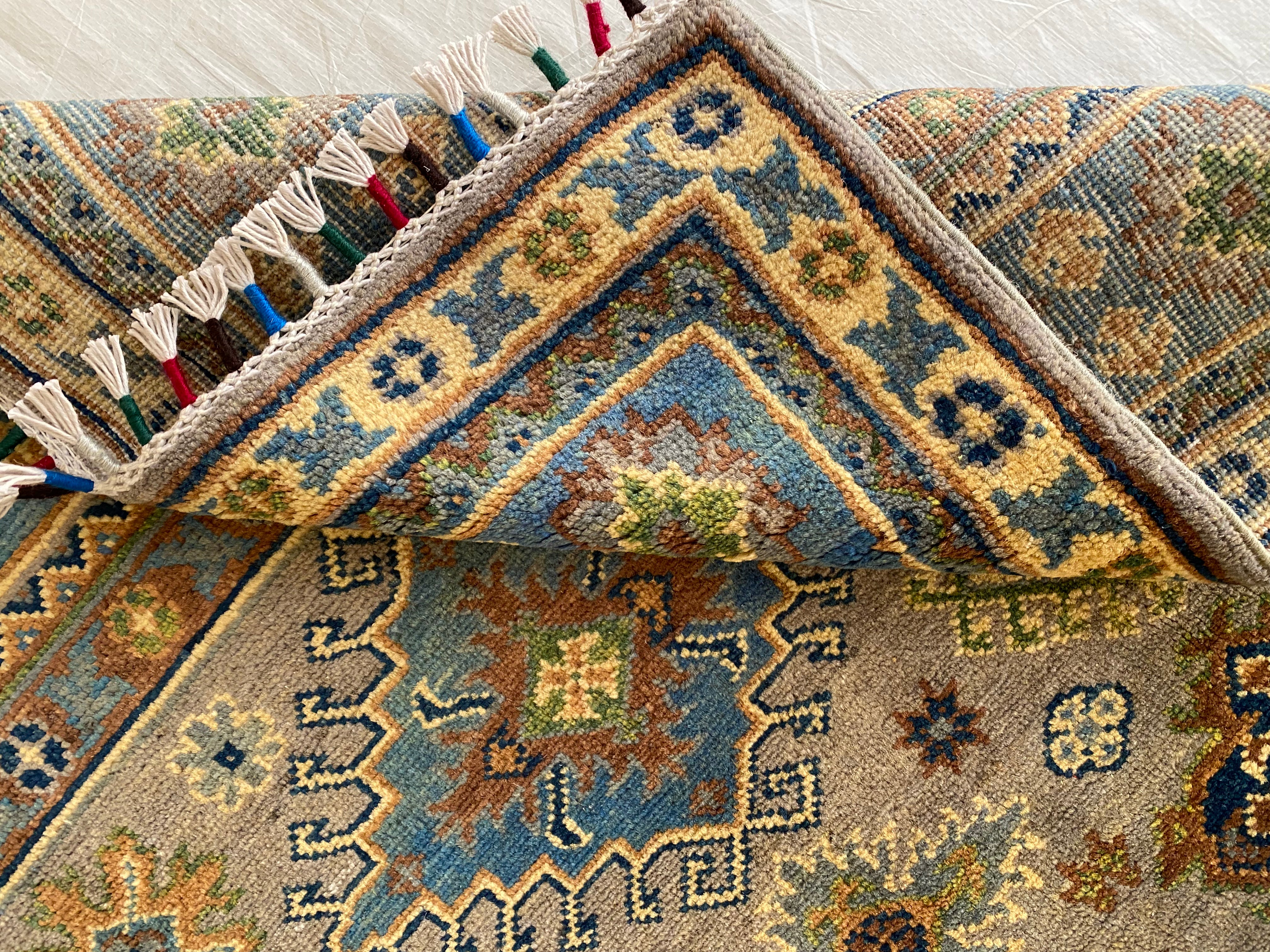 Afghani Rug 4x6 size range tribal Blue laid flat