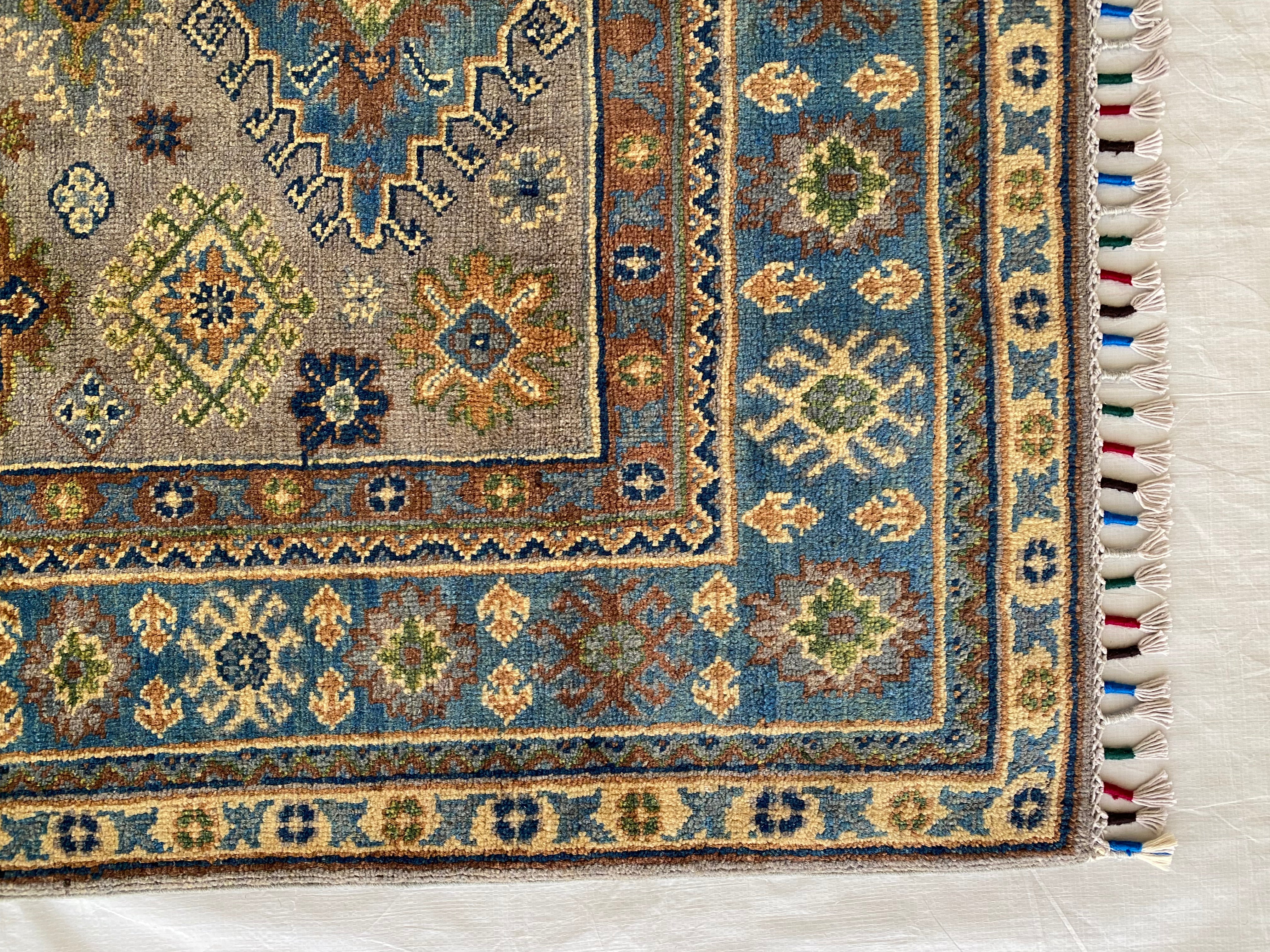 Afghani Rug 4x6 size range tribal Blue laid flat