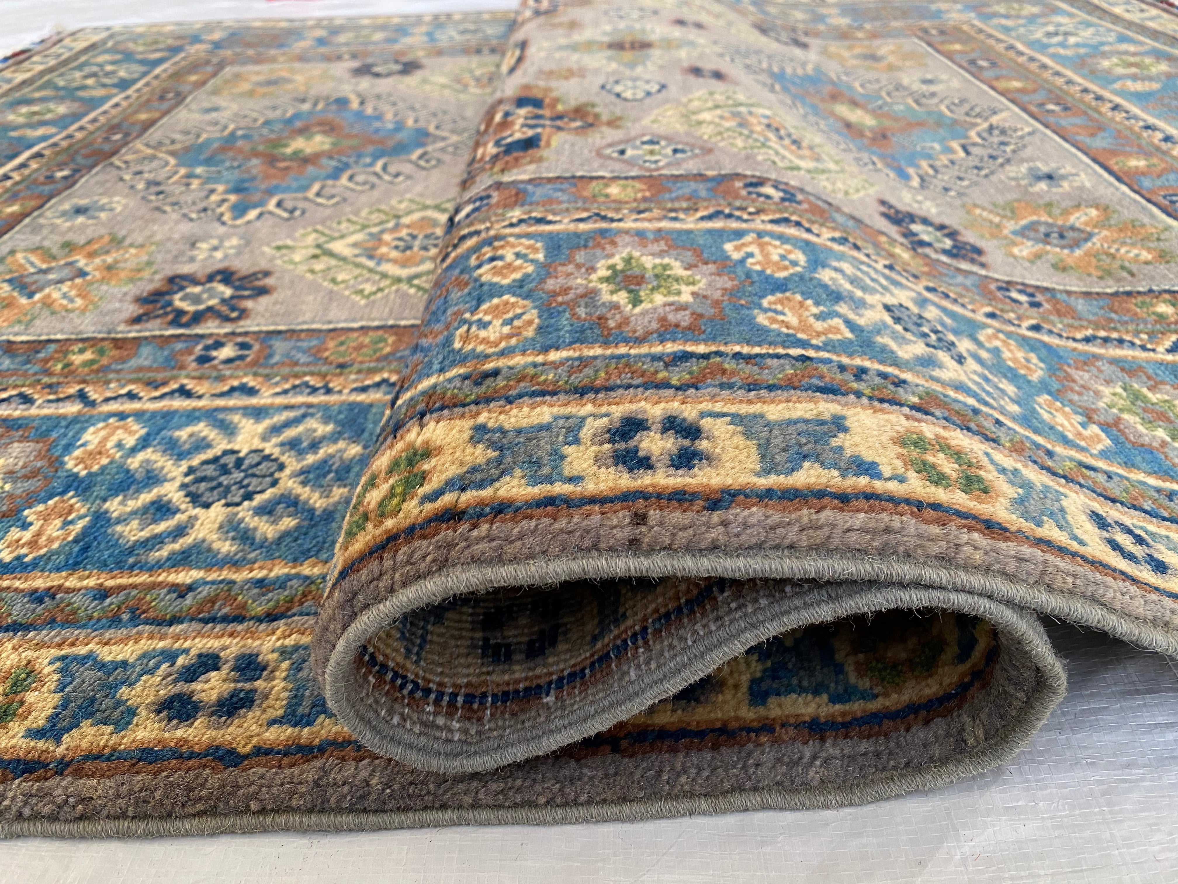 Afghani Rug 4x6 size range tribal Blue laid flat