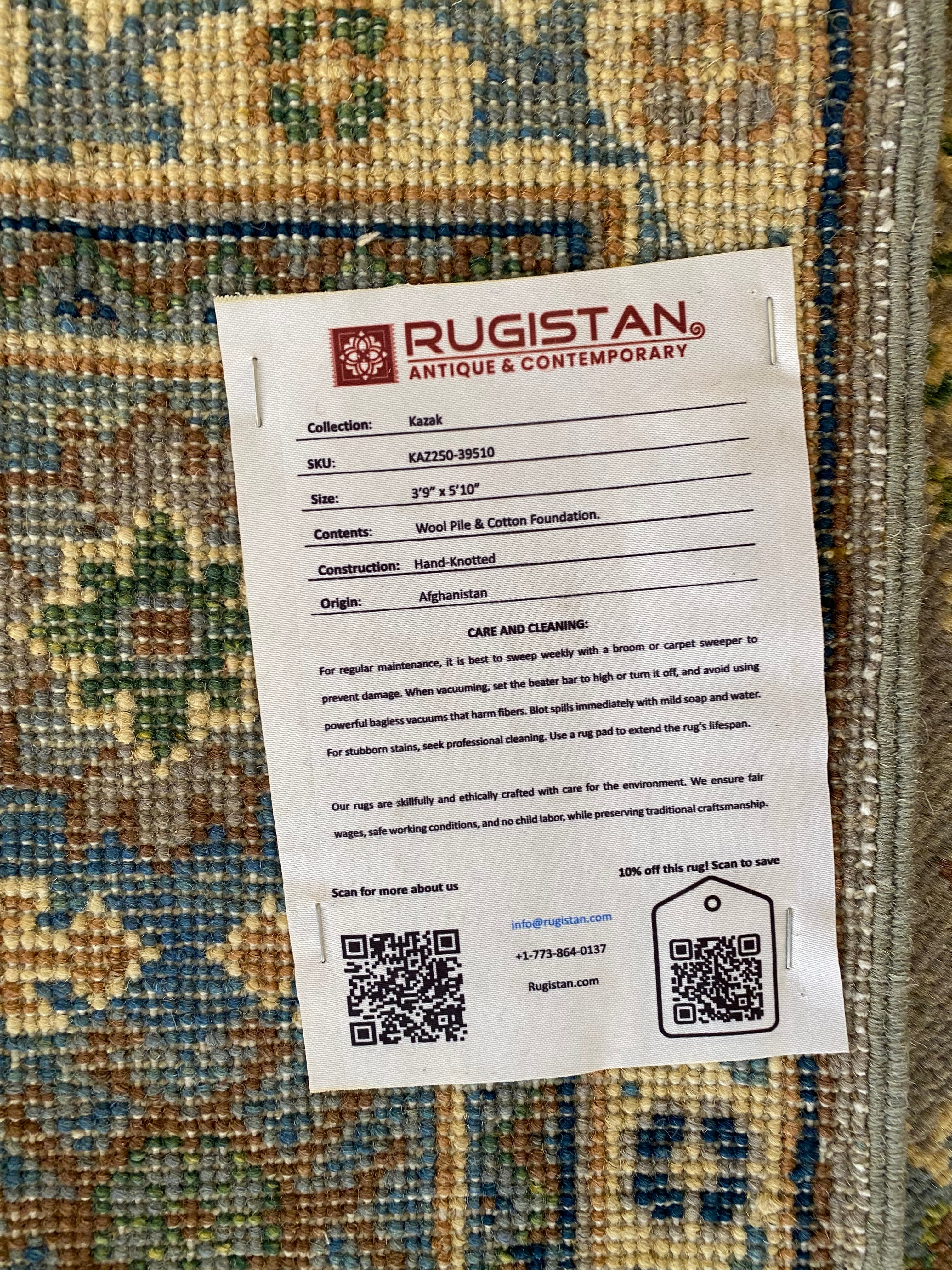 Afghani Rug 4x6 size range tribal Blue laid flat