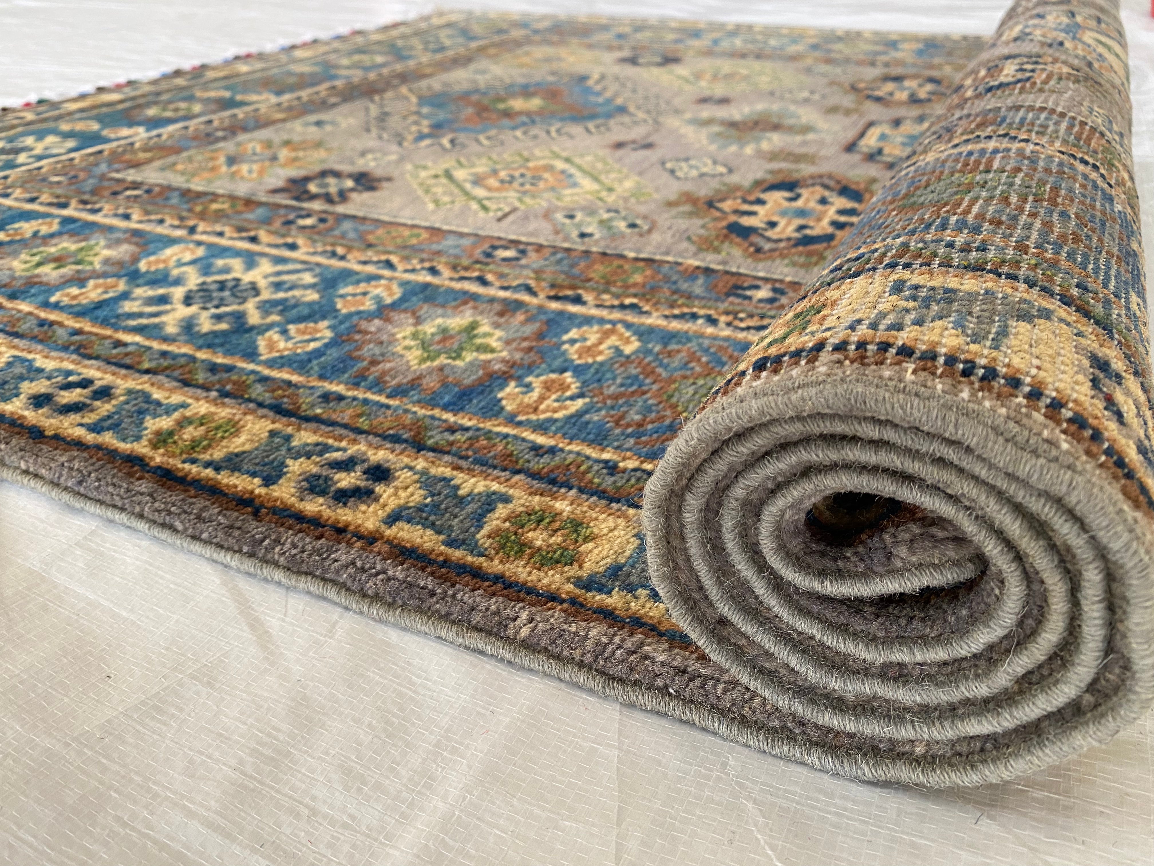 Afghani Rug 4x6 size range tribal Blue laid flat