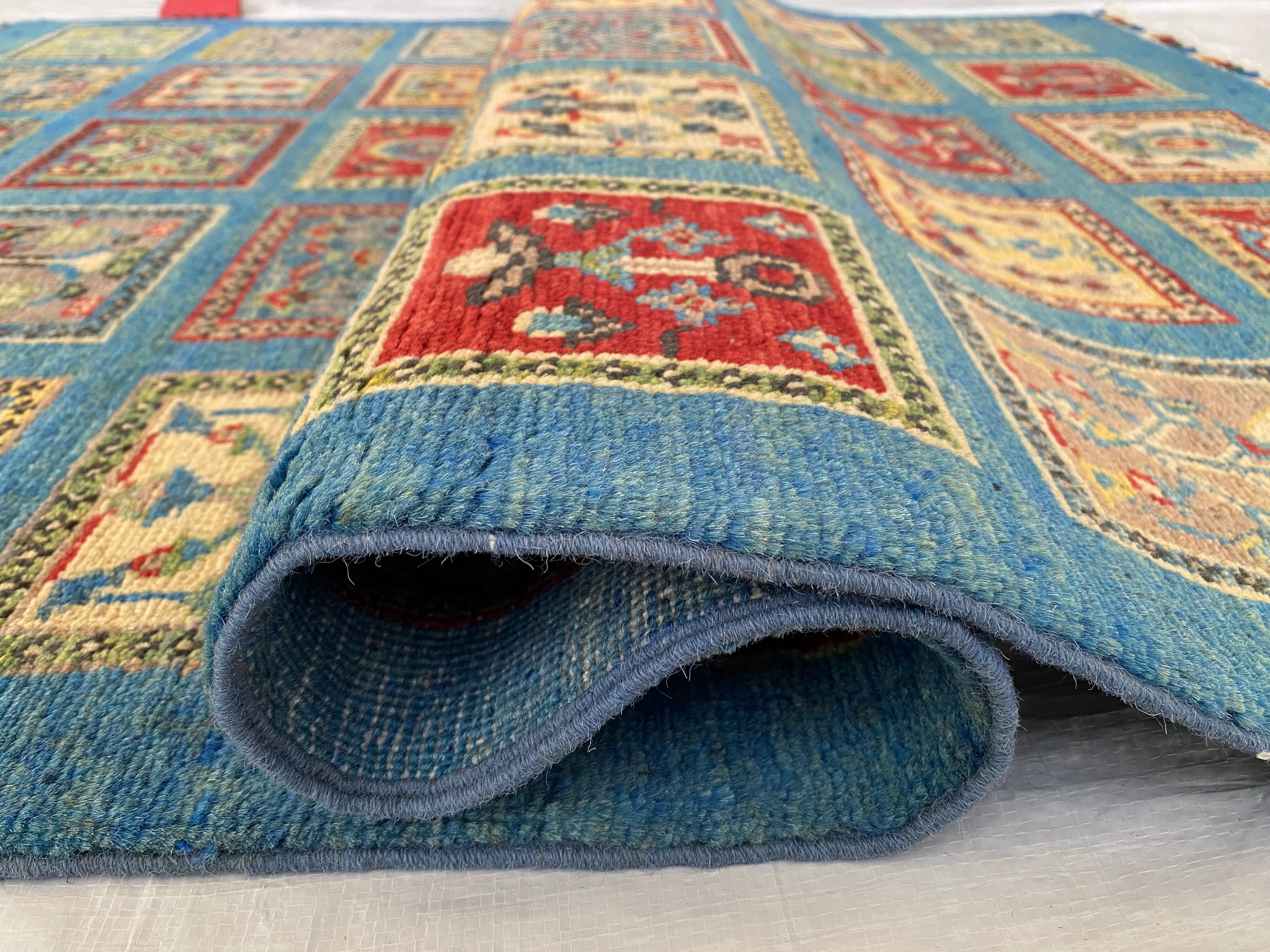 Afghani Rug 4x6 size range tribal Blue laid flat